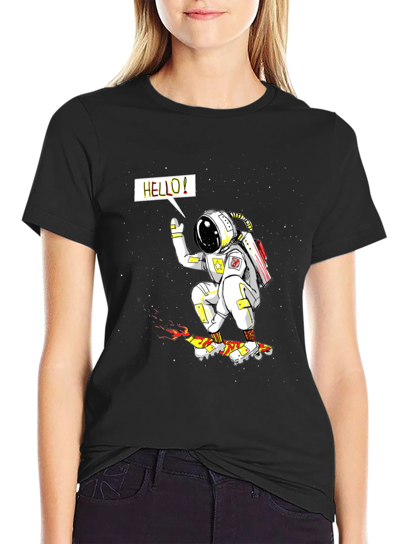 Astronaut Skateboarder Graphic Tee - Outer Space Fun