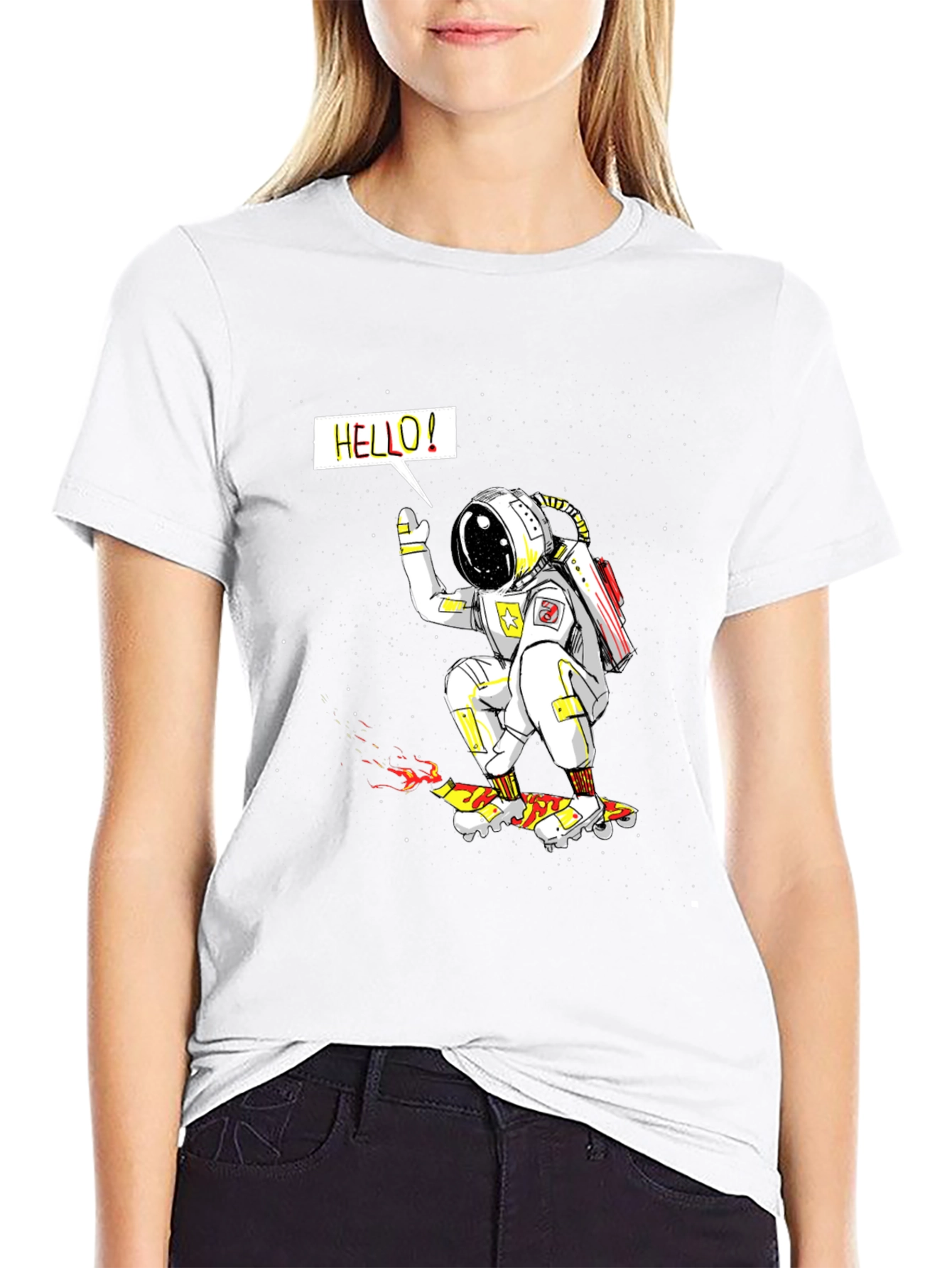Astronaut Skateboarder Graphic Tee - Outer Space Fun