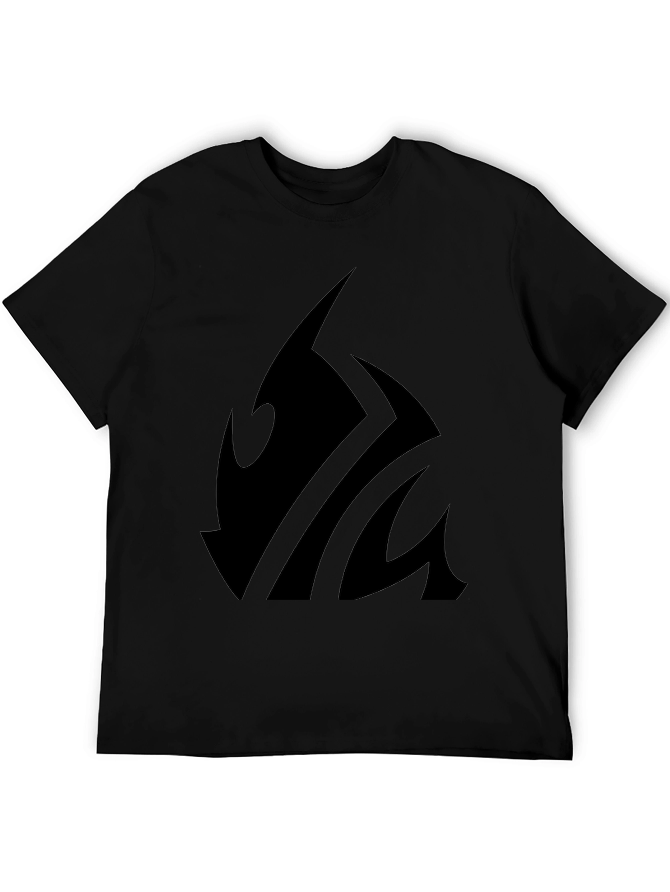 Black T-Shirt with Abstract Graphic Print - Casual Wear