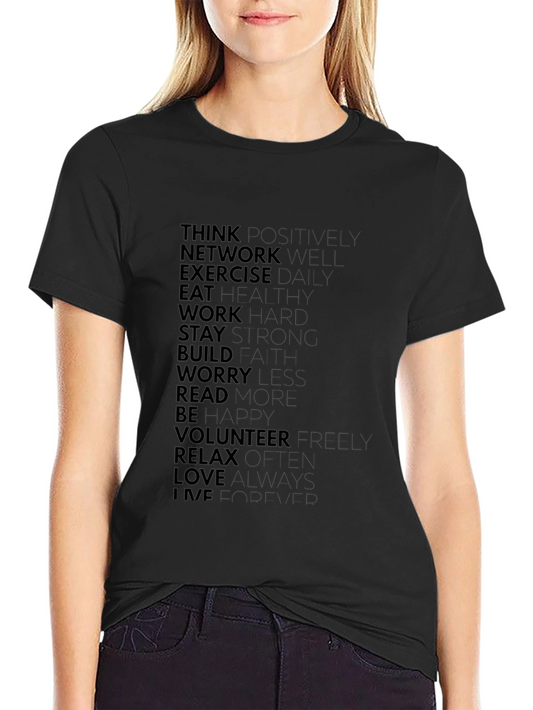 Motivational Black T-Shirt: Think Positive Live Well