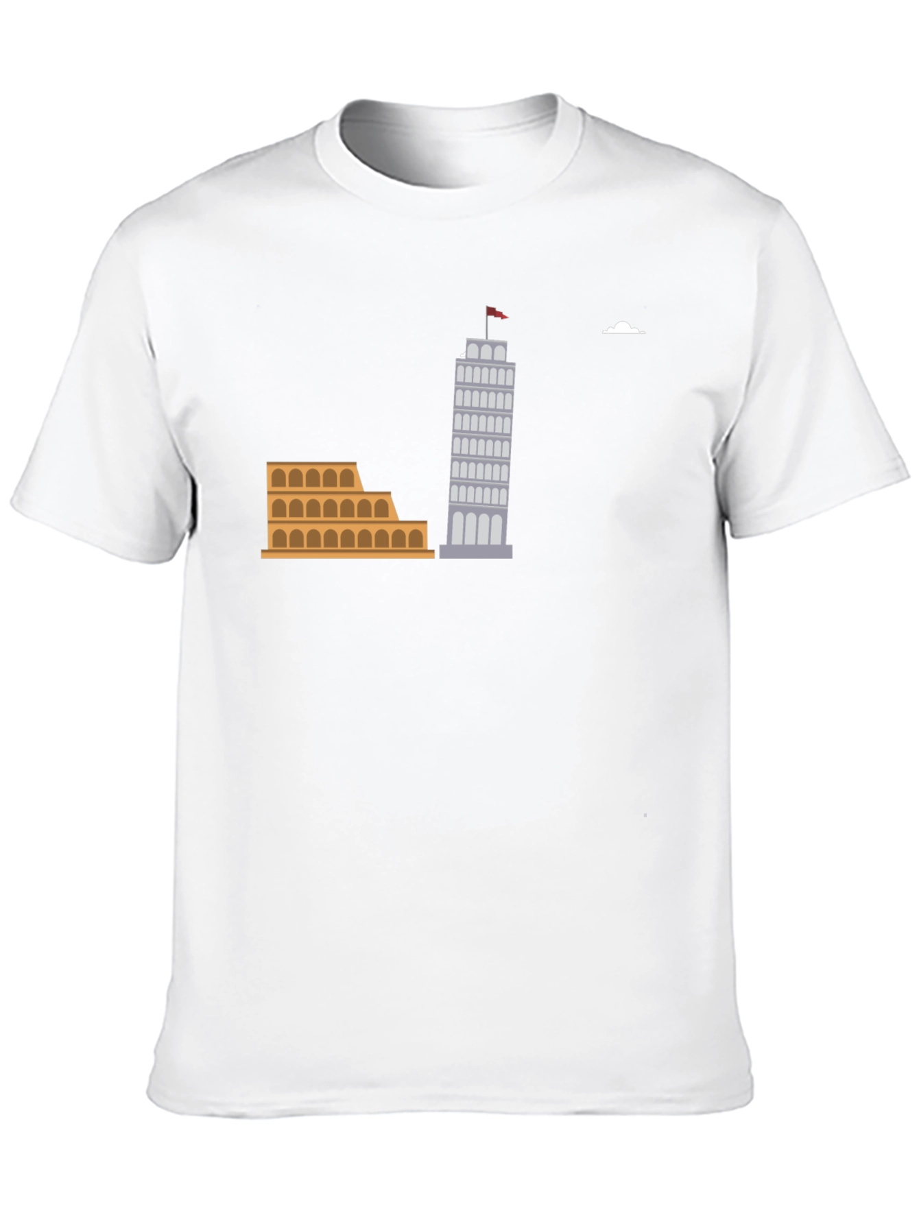 Italian Landmark Graphic Tee - Black Cotton T-Shirt