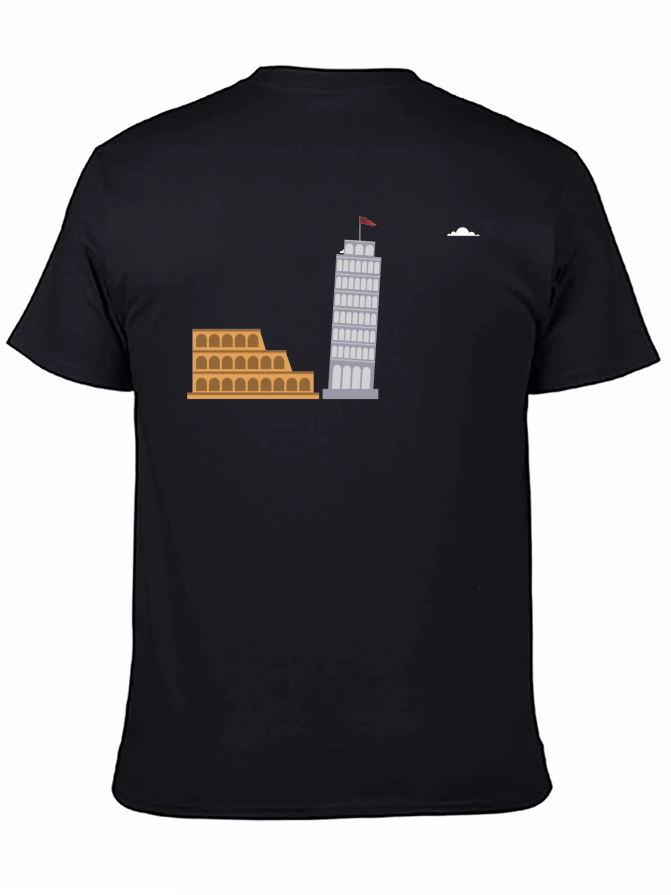 Italian Landmark Graphic Tee - Black Cotton T-Shirt