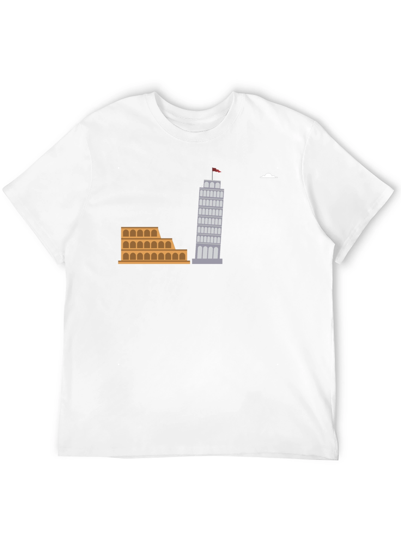 Italian Landmark Graphic Tee - Black Cotton T-Shirt