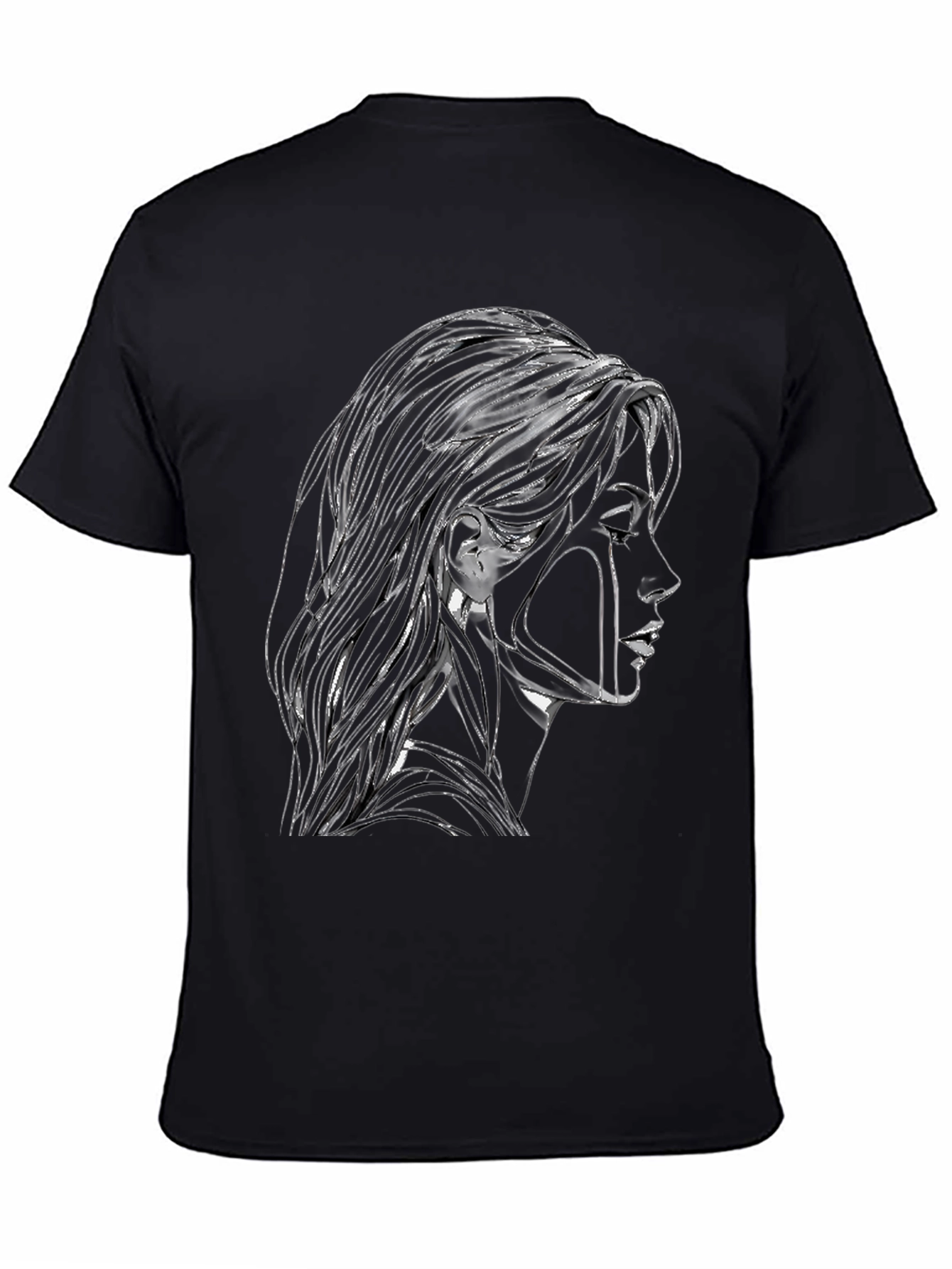 Abstract Woman Graphic Black T-Shirt
