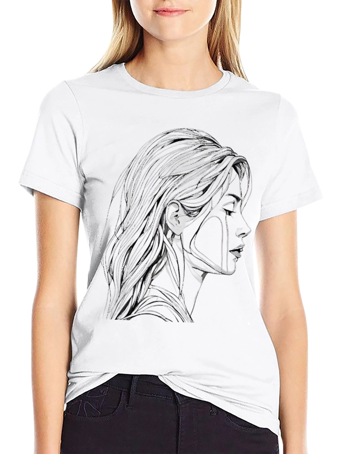 Abstract Woman Graphic Black T-Shirt