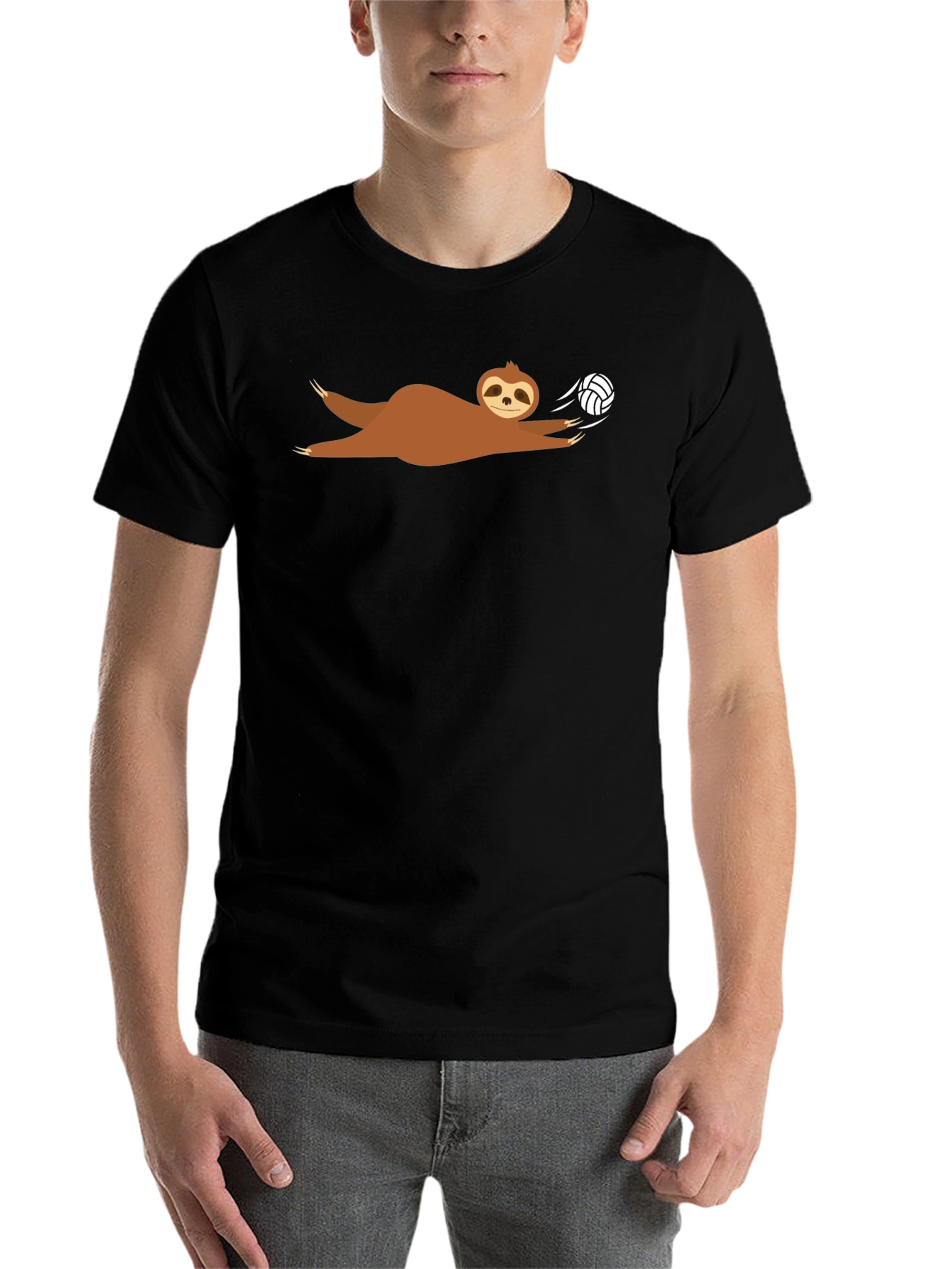 Sloth Volleyball T-Shirt - Black Graphic Tee