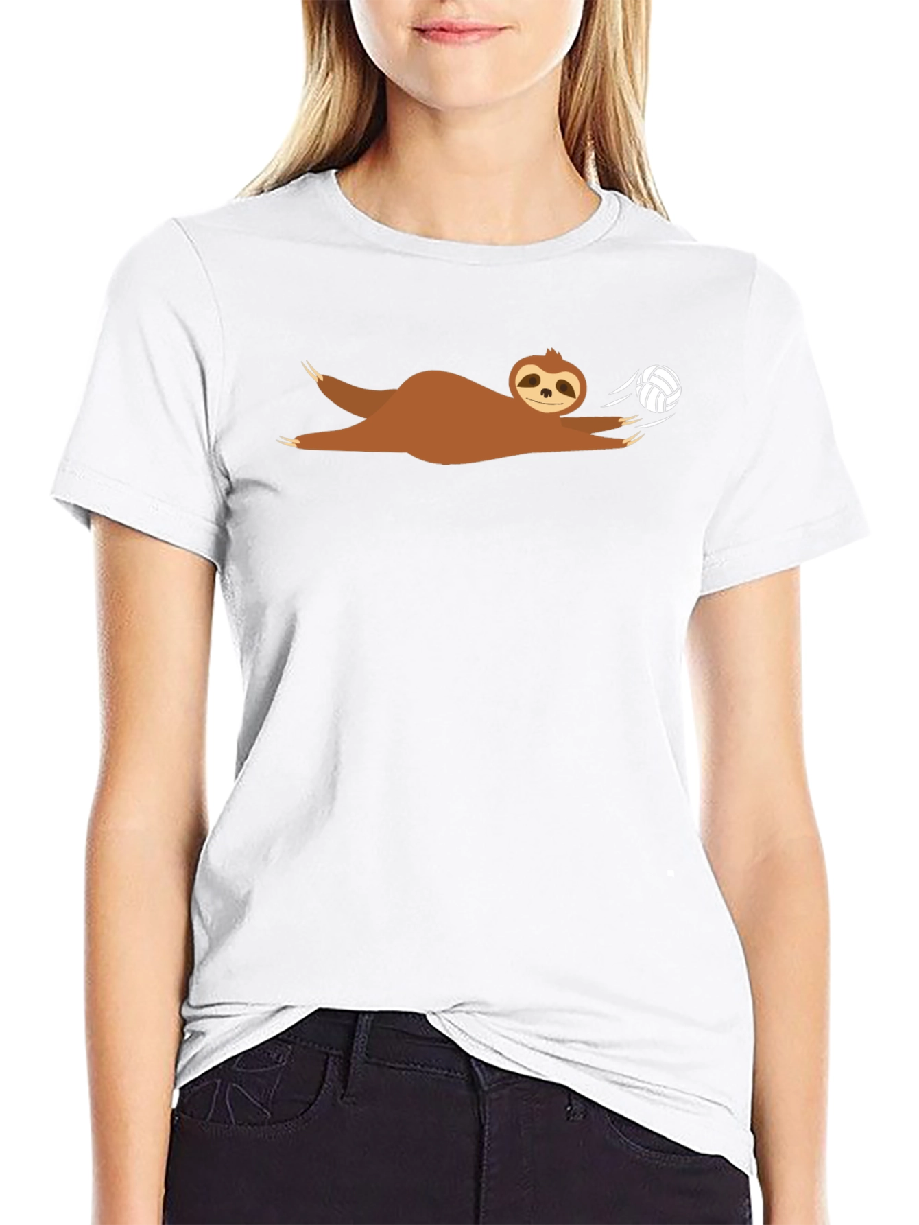 Sloth Volleyball T-Shirt - Black Graphic Tee