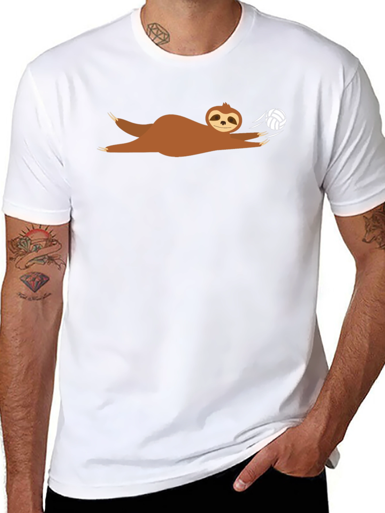 Sloth Volleyball T-Shirt - Black Graphic Tee