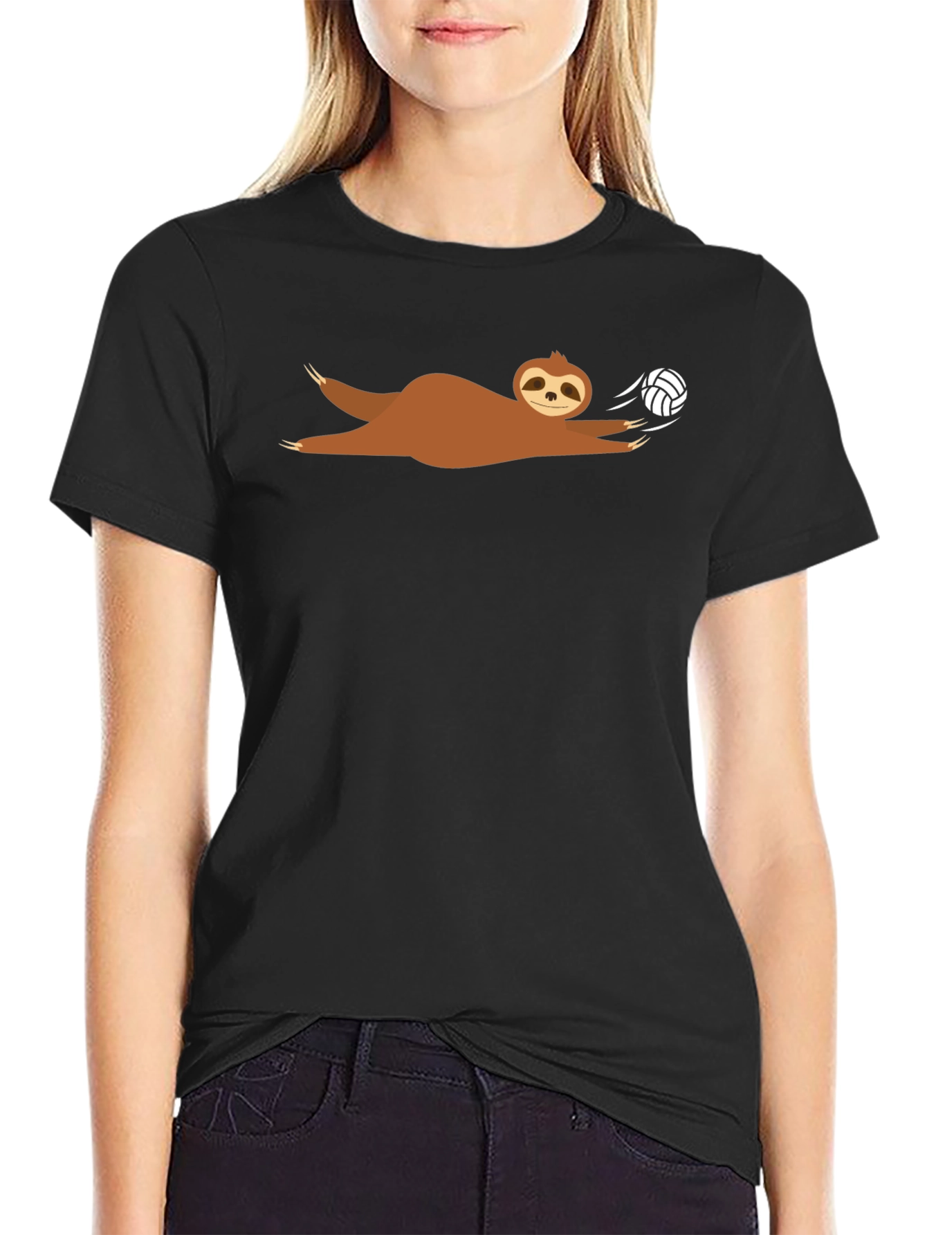 Sloth Volleyball T-Shirt - Black Graphic Tee