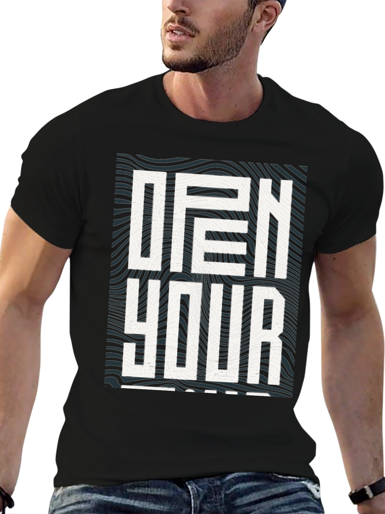 Open Your Mind Graphic Tee - Stylish Black T-Shirt