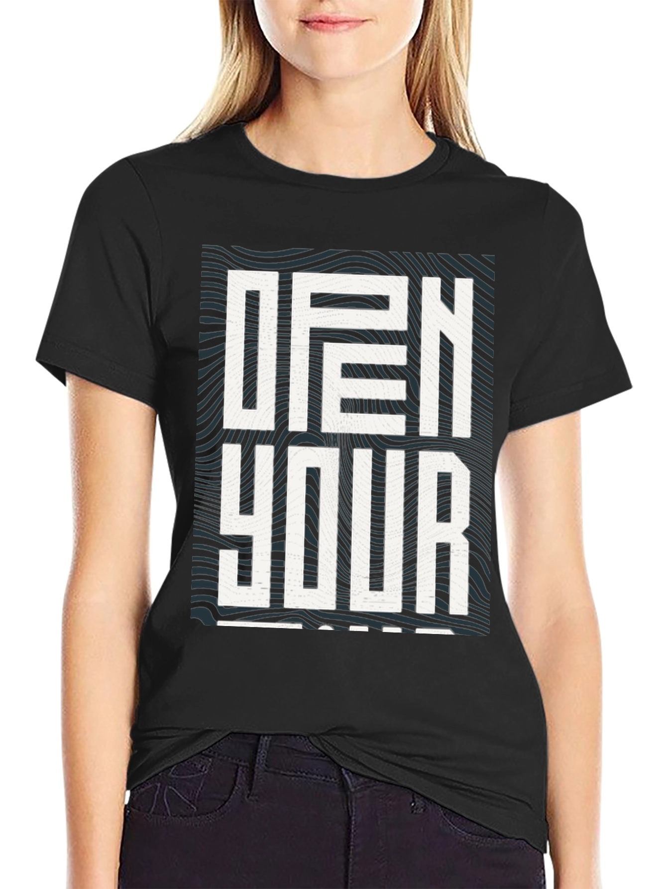 Open Your Mind Graphic Tee - Stylish Black T-Shirt
