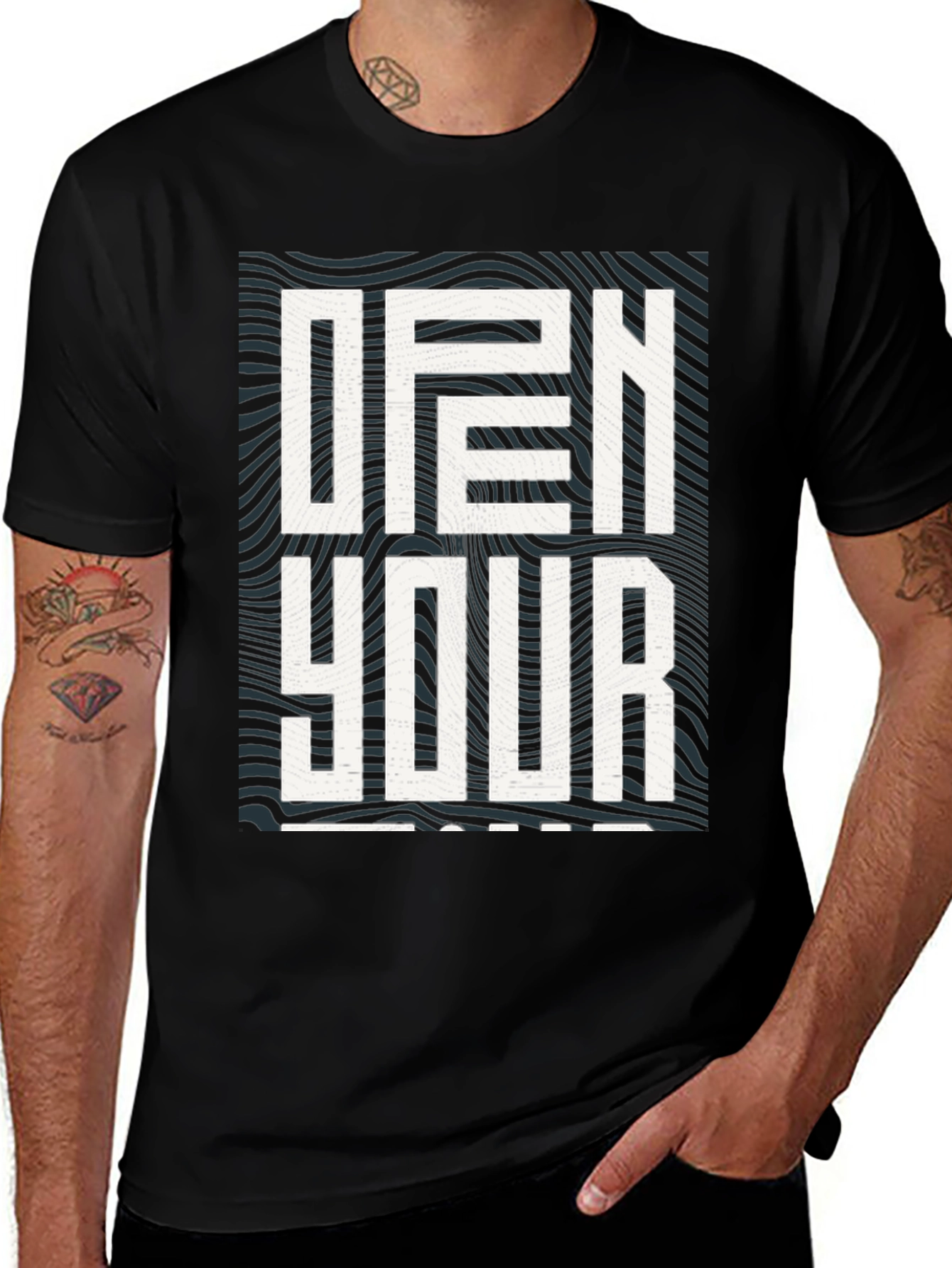 Open Your Mind Graphic Tee - Stylish Black T-Shirt