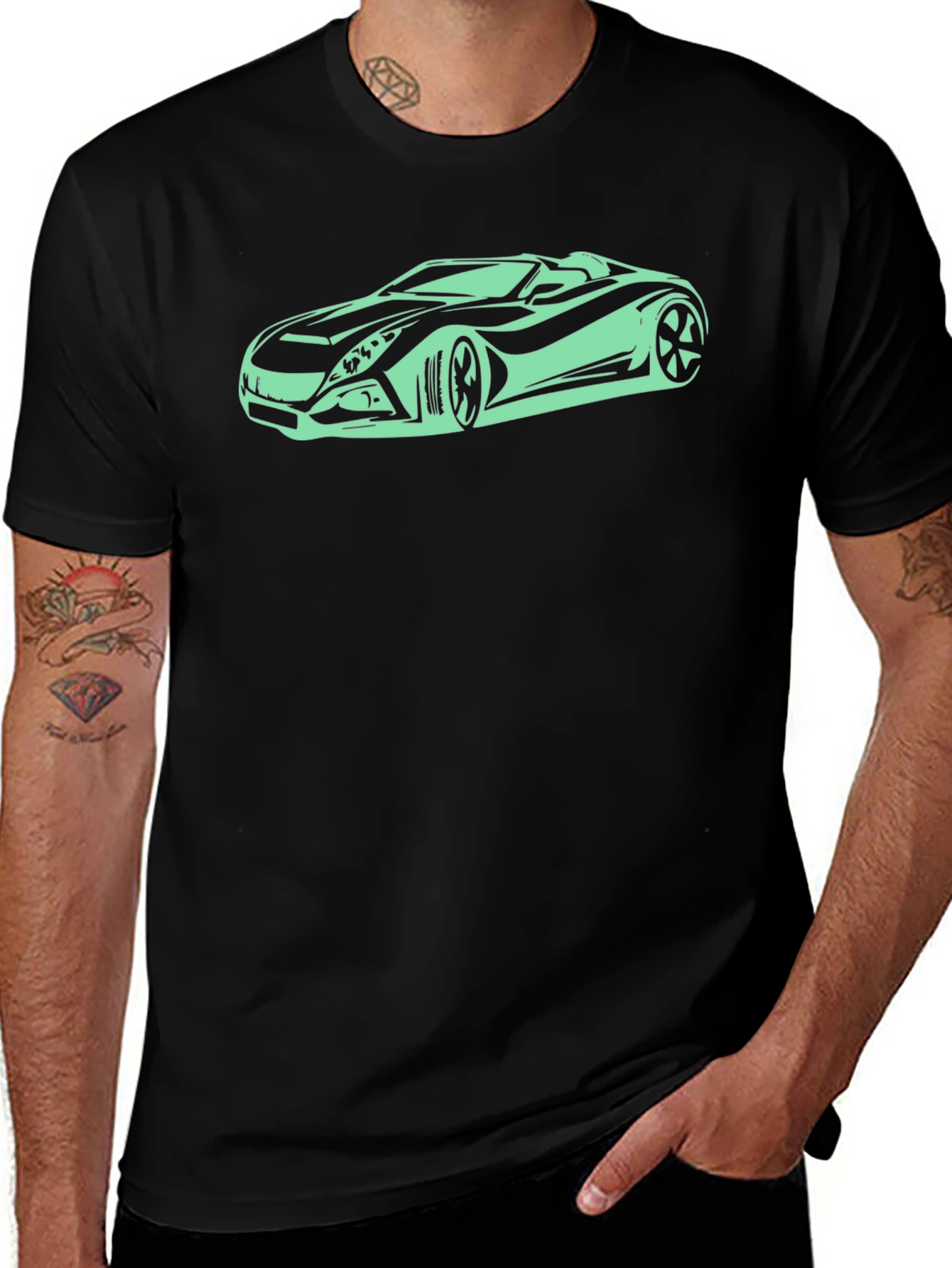 Sleek Black Car Graphic T-Shirt