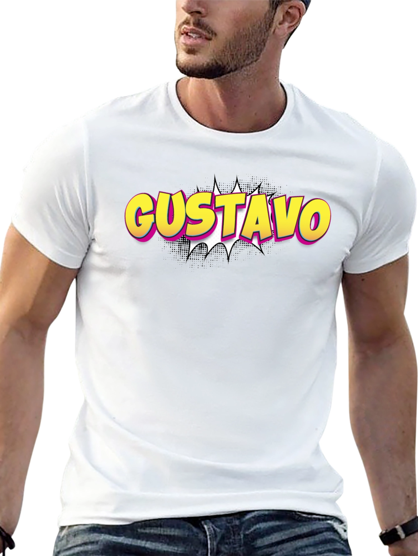 Gustavo Comic Style Black T-Shirt