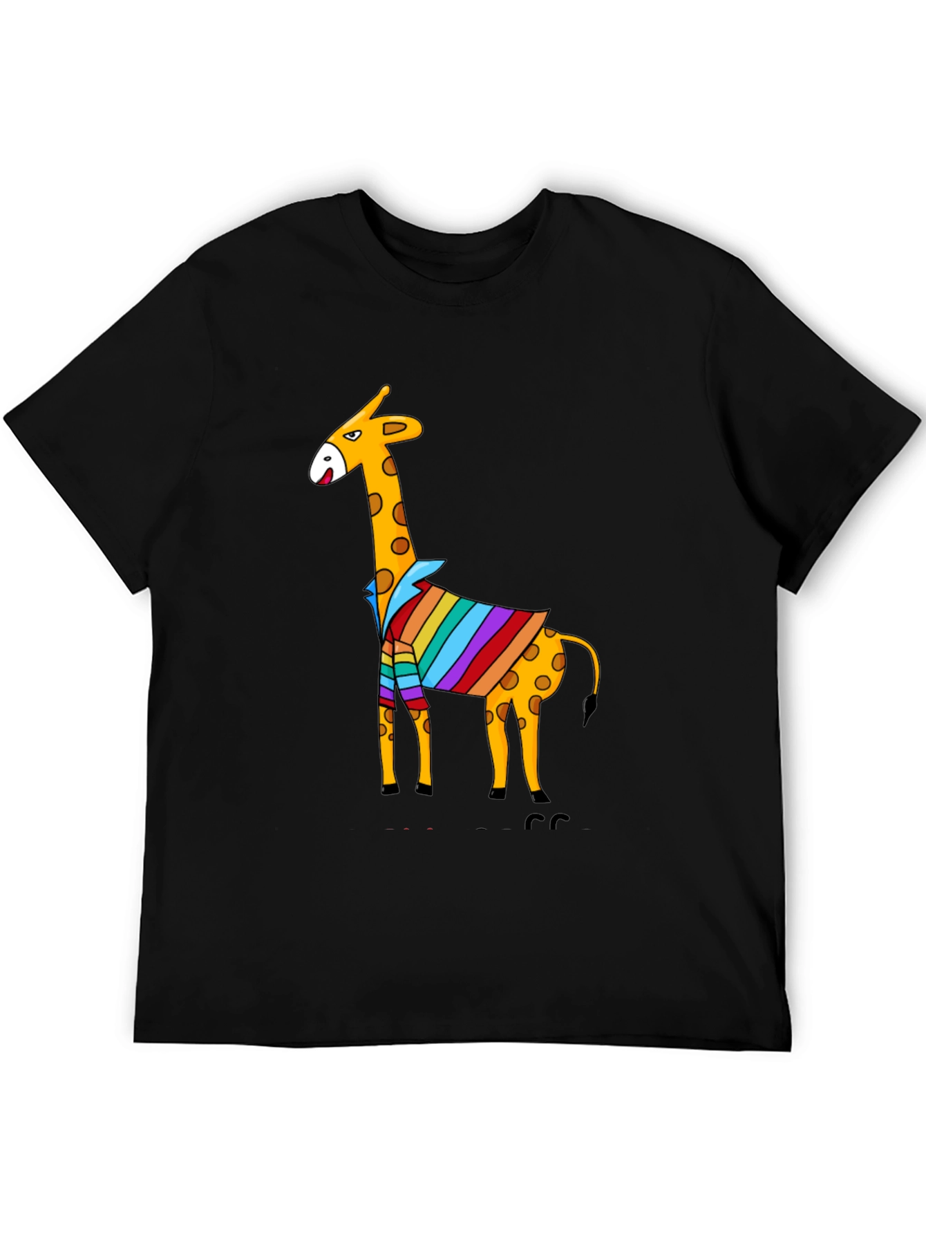 Giraffe Striped Shirt Graphic Tee - Mens Black T-Shirt