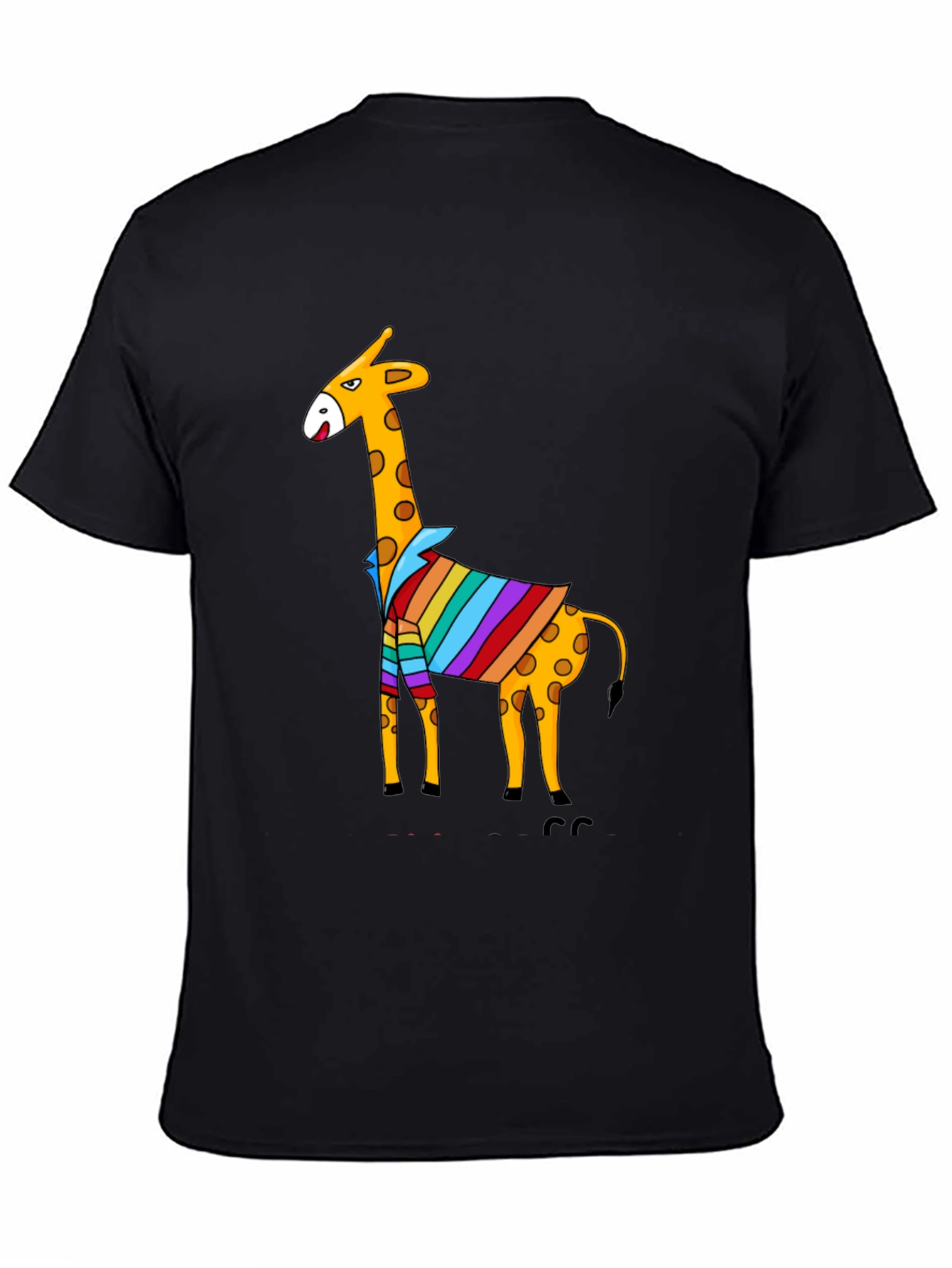 Giraffe Striped Shirt Graphic Tee - Mens Black T-Shirt