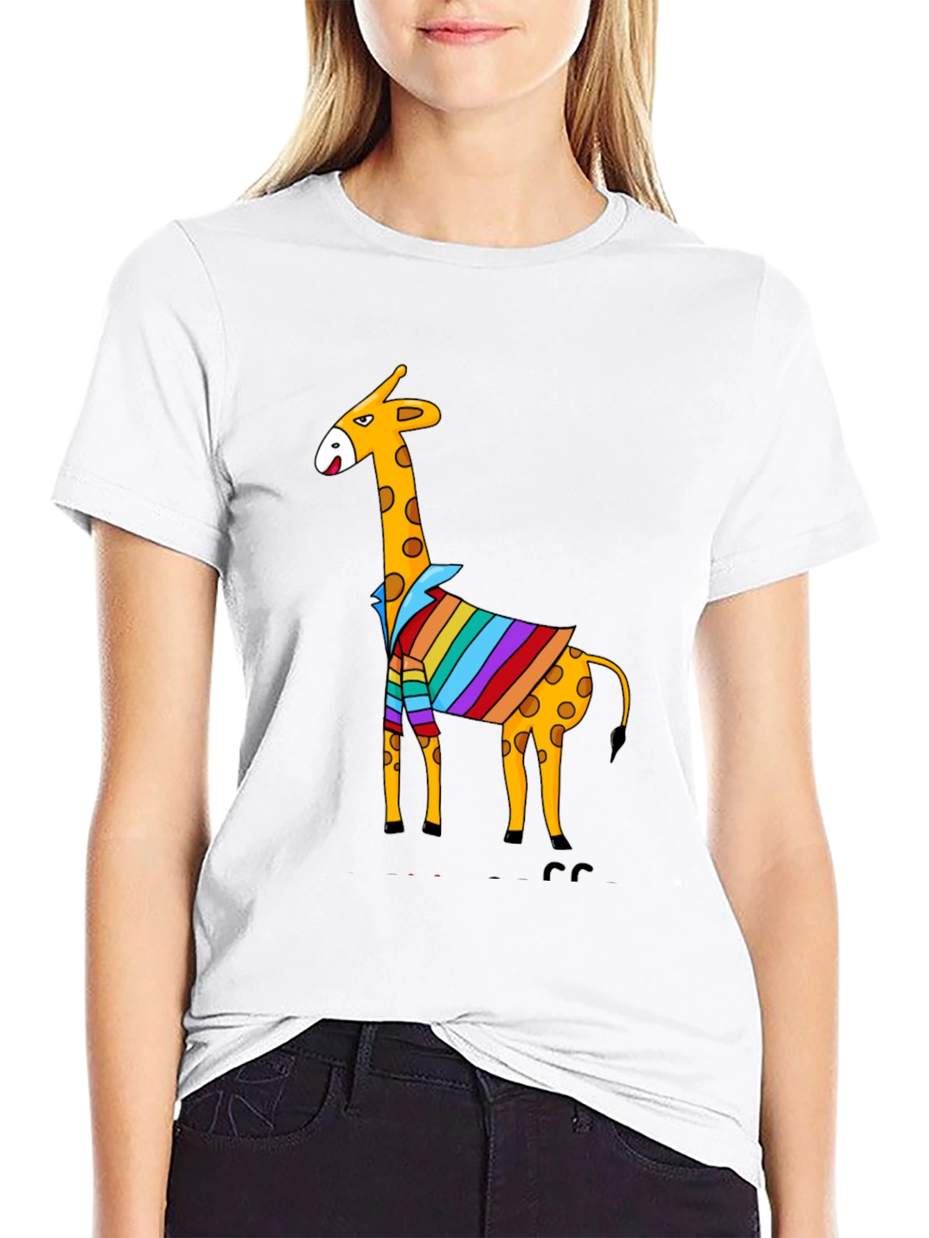 Giraffe Striped Shirt Graphic Tee - Mens Black T-Shirt