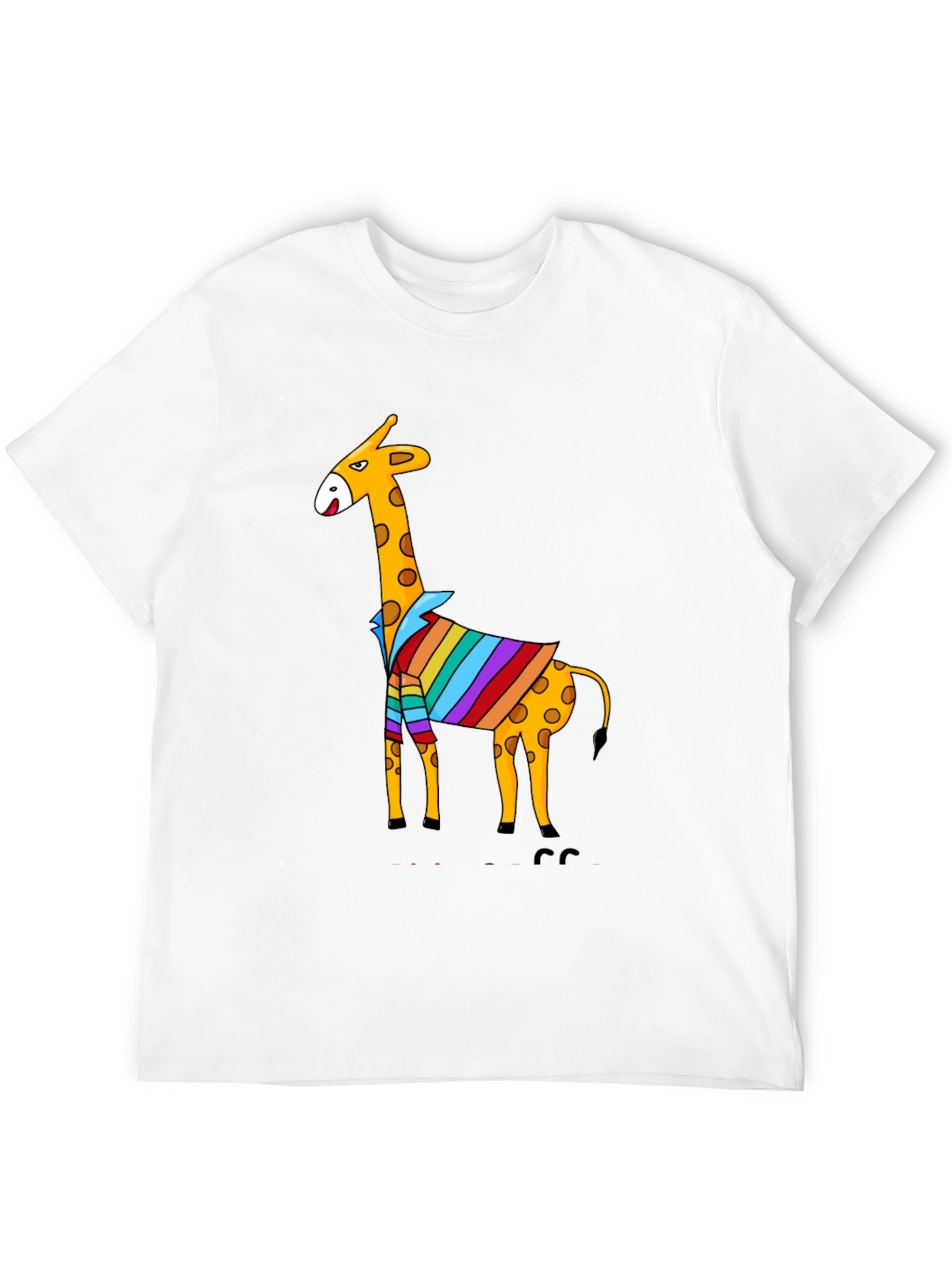 Giraffe Striped Shirt Graphic Tee - Mens Black T-Shirt