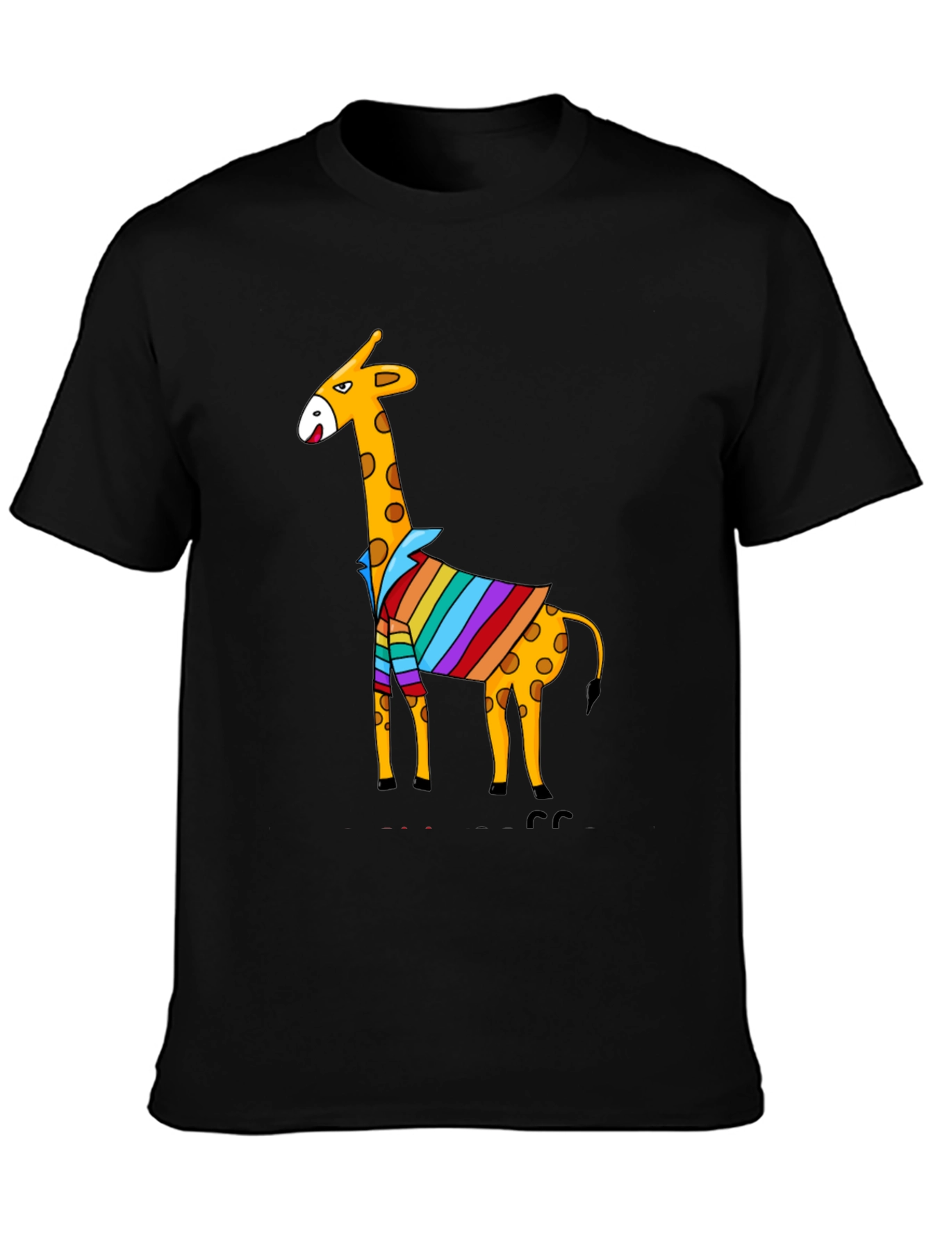 Giraffe Striped Shirt Graphic Tee - Mens Black T-Shirt