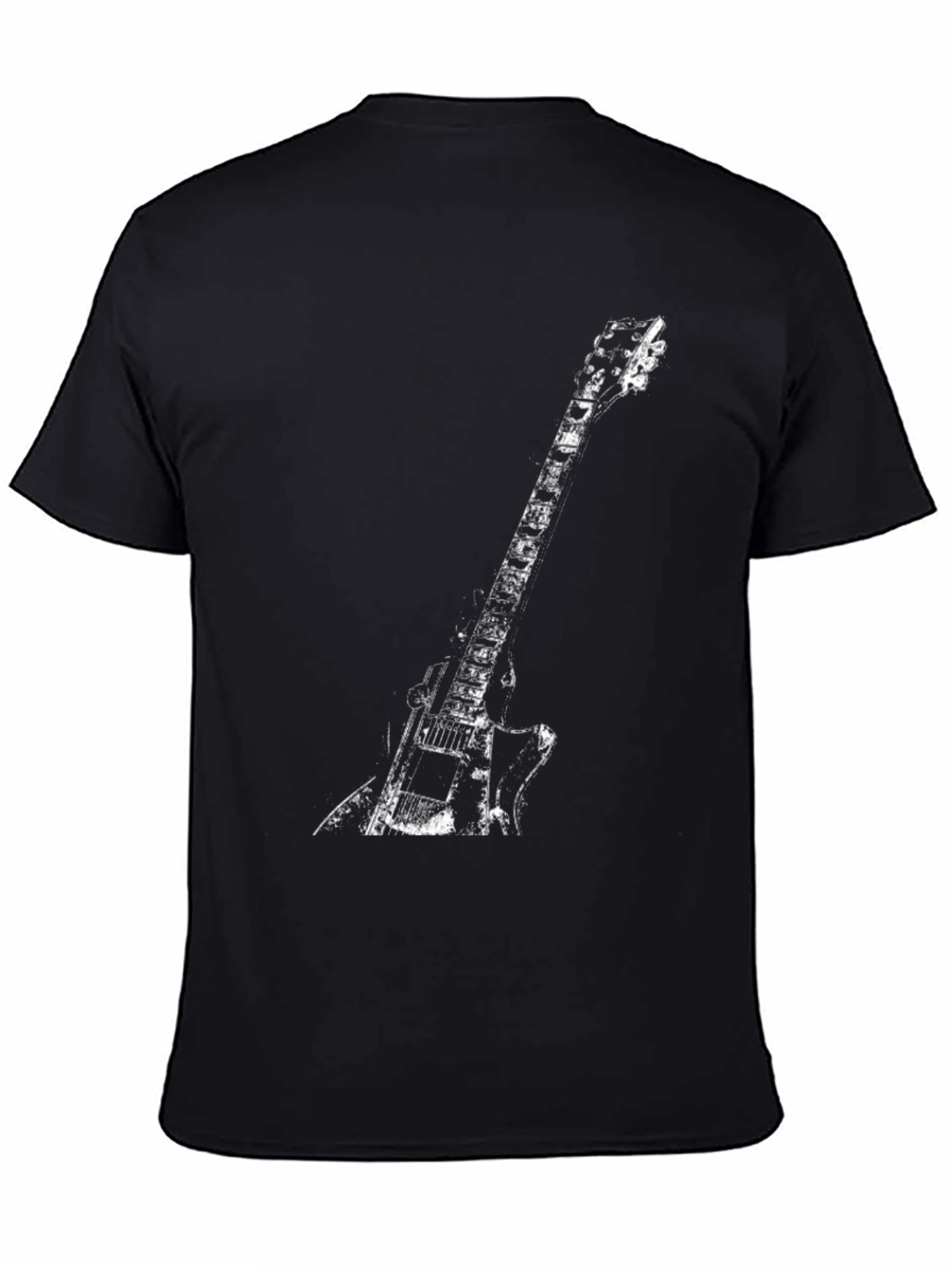 Black Guitar Graphic Tee - Rock and Roll Style