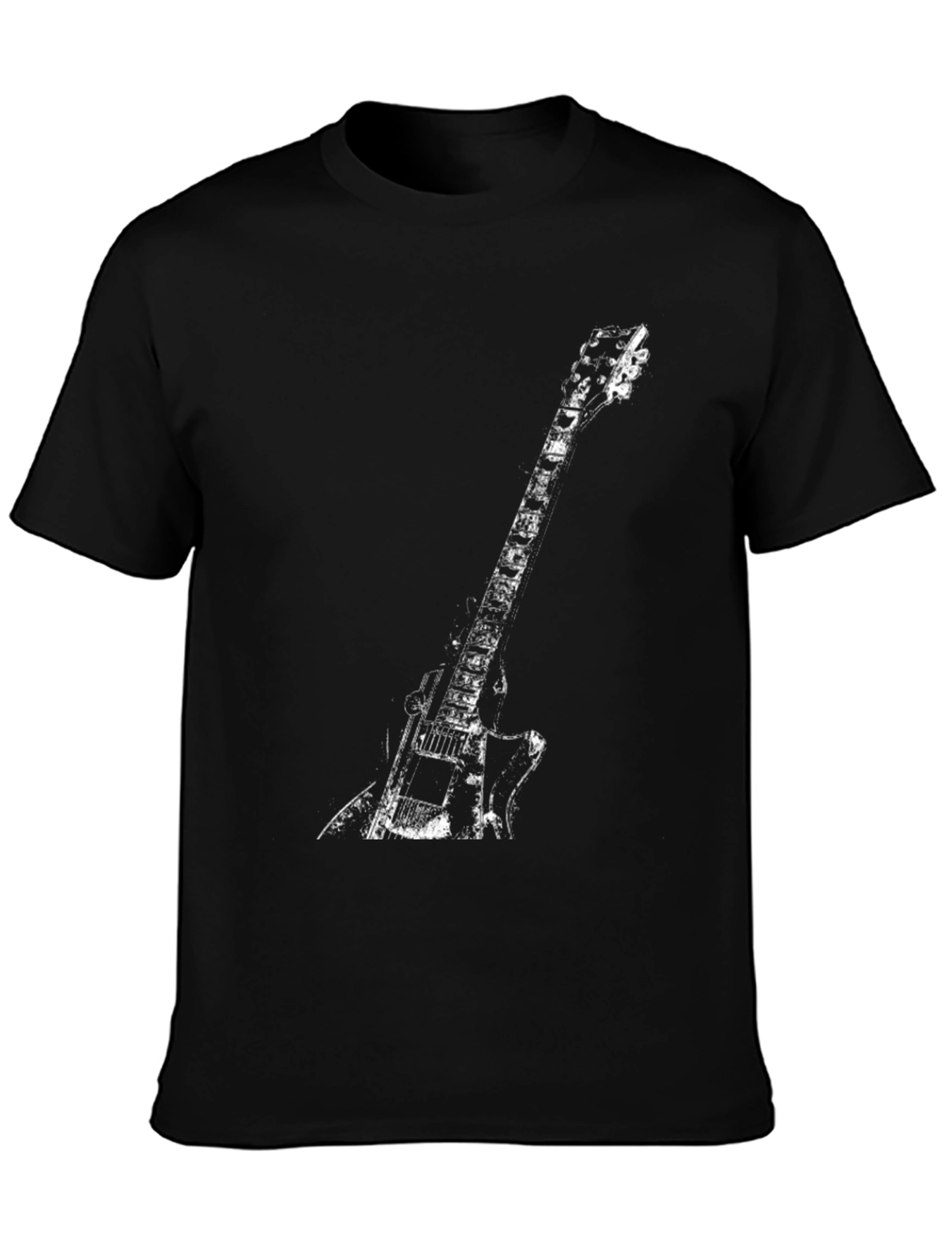 Black Guitar Graphic Tee - Rock and Roll Style