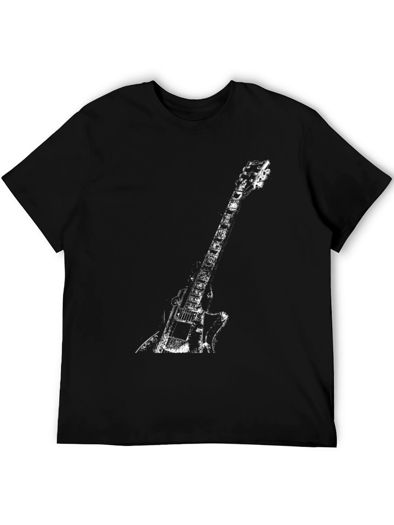 Black Guitar Graphic Tee - Rock and Roll Style