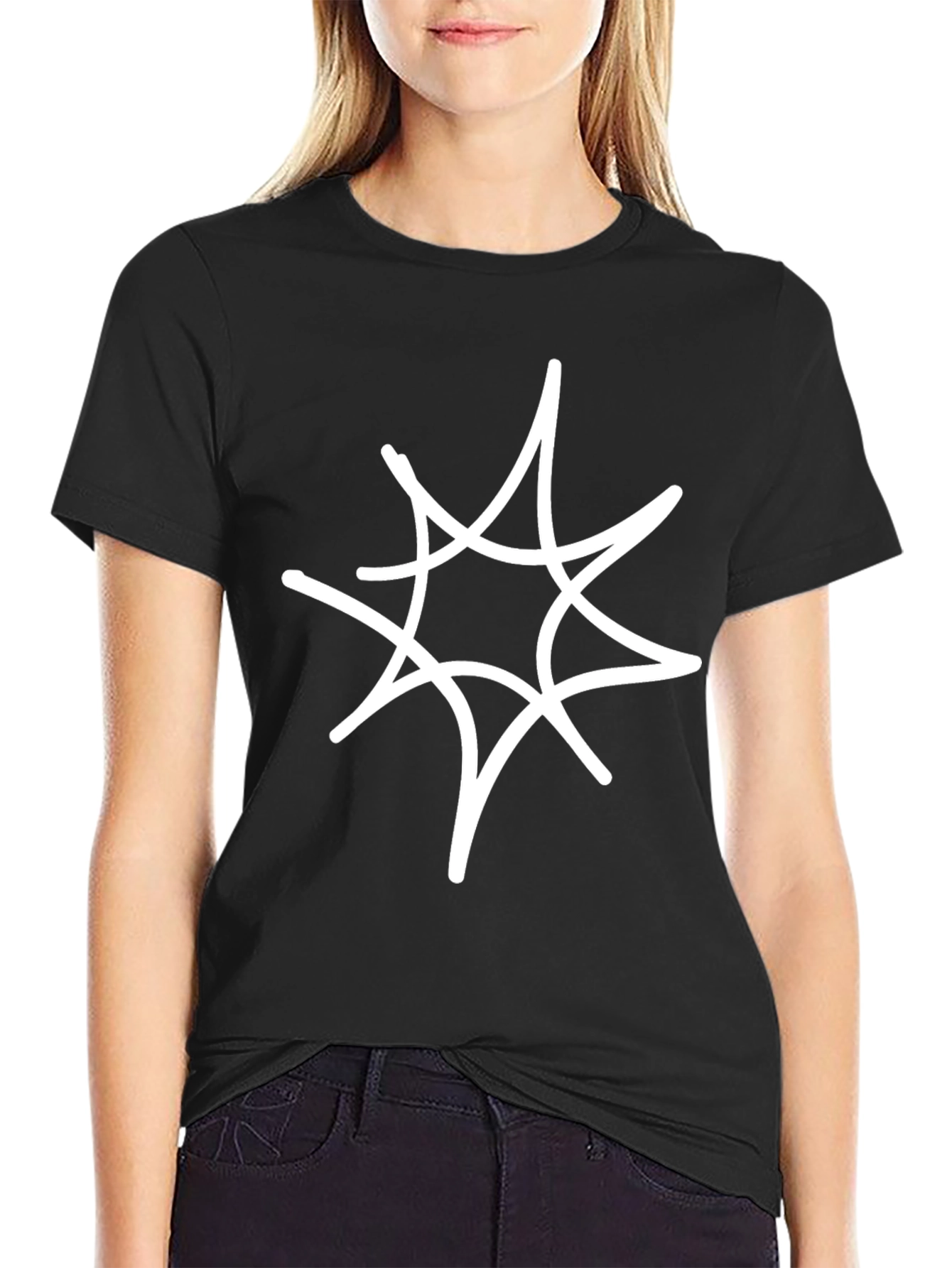 Stylish Black T-Shirt with Abstract Star Design