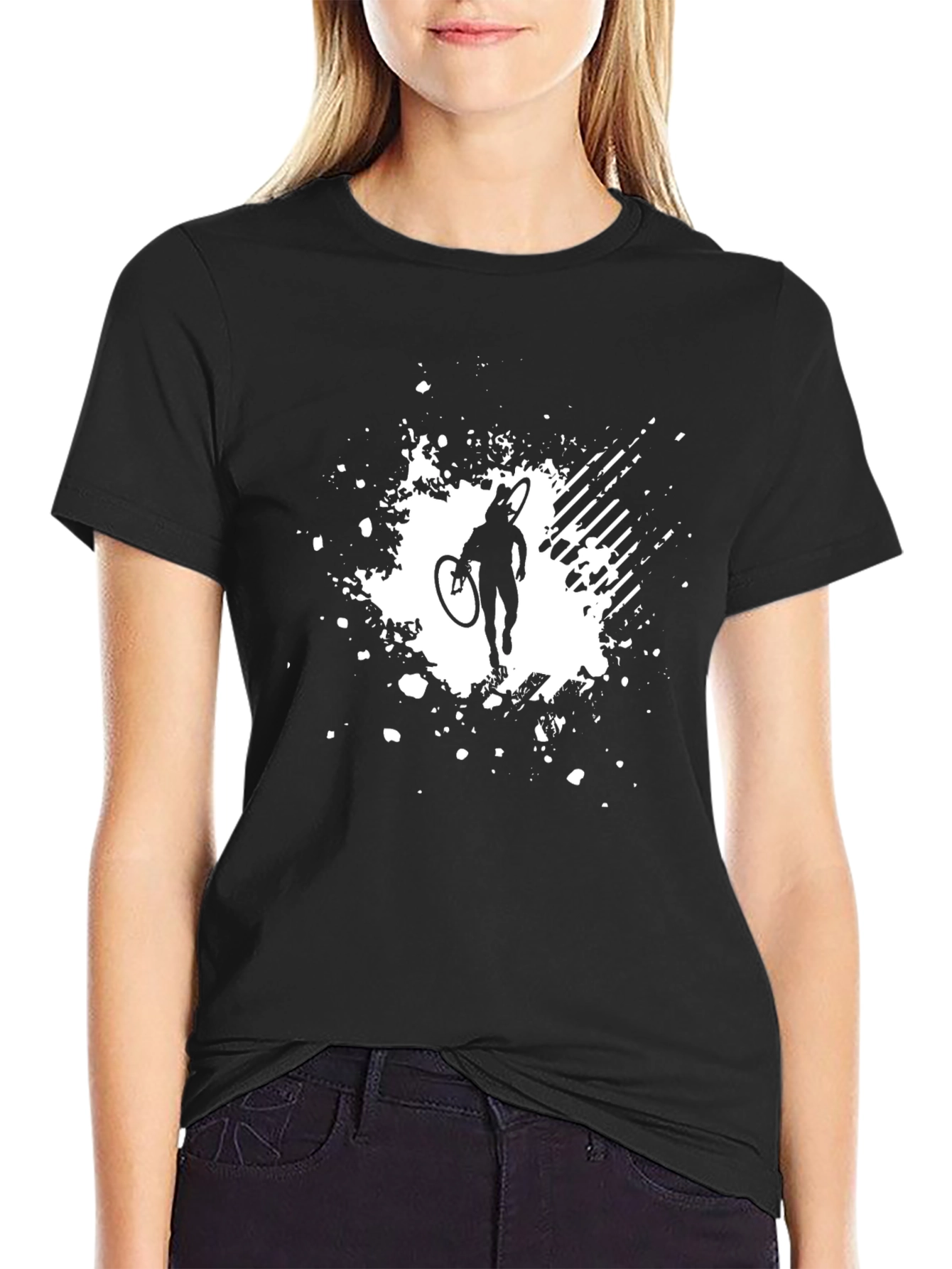Cyclist Graphic Tee - Black Cotton T-Shirt