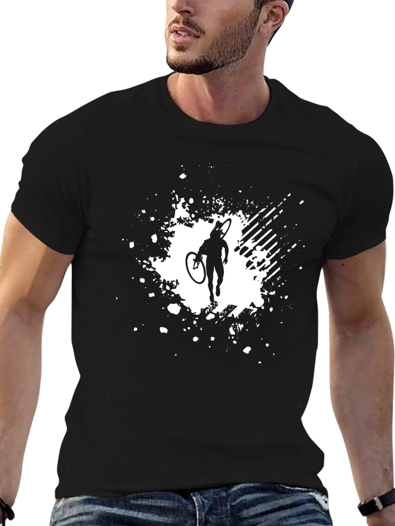 Cyclist Graphic Tee - Black Cotton T-Shirt