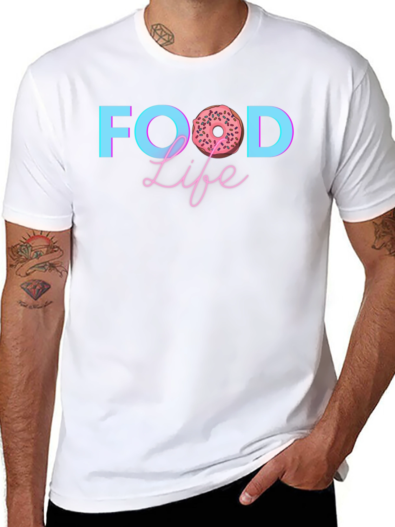 Food Life Donut Graphic T-Shirt - Casual Tee