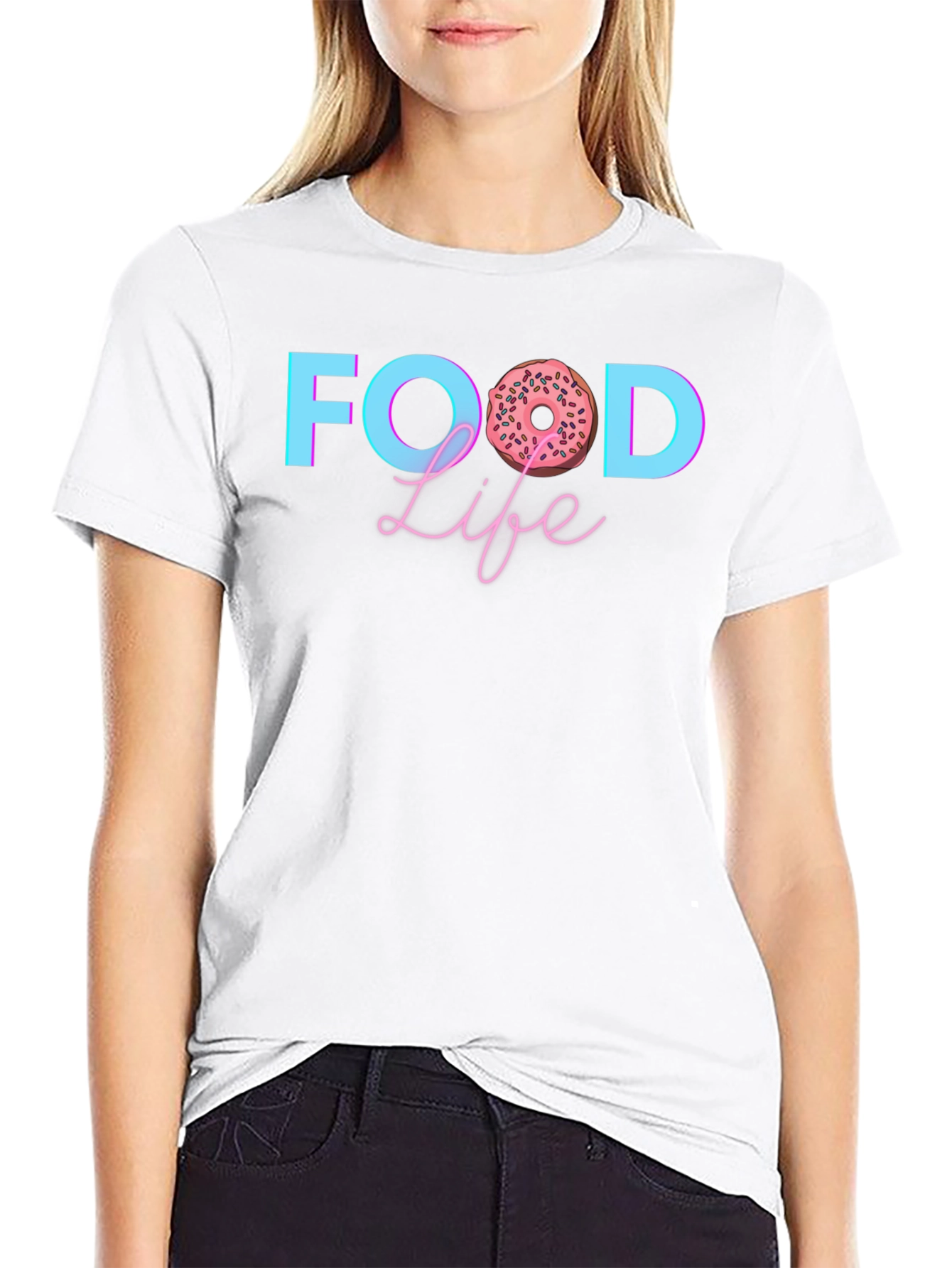 Food Life Donut Graphic T-Shirt - Casual Tee