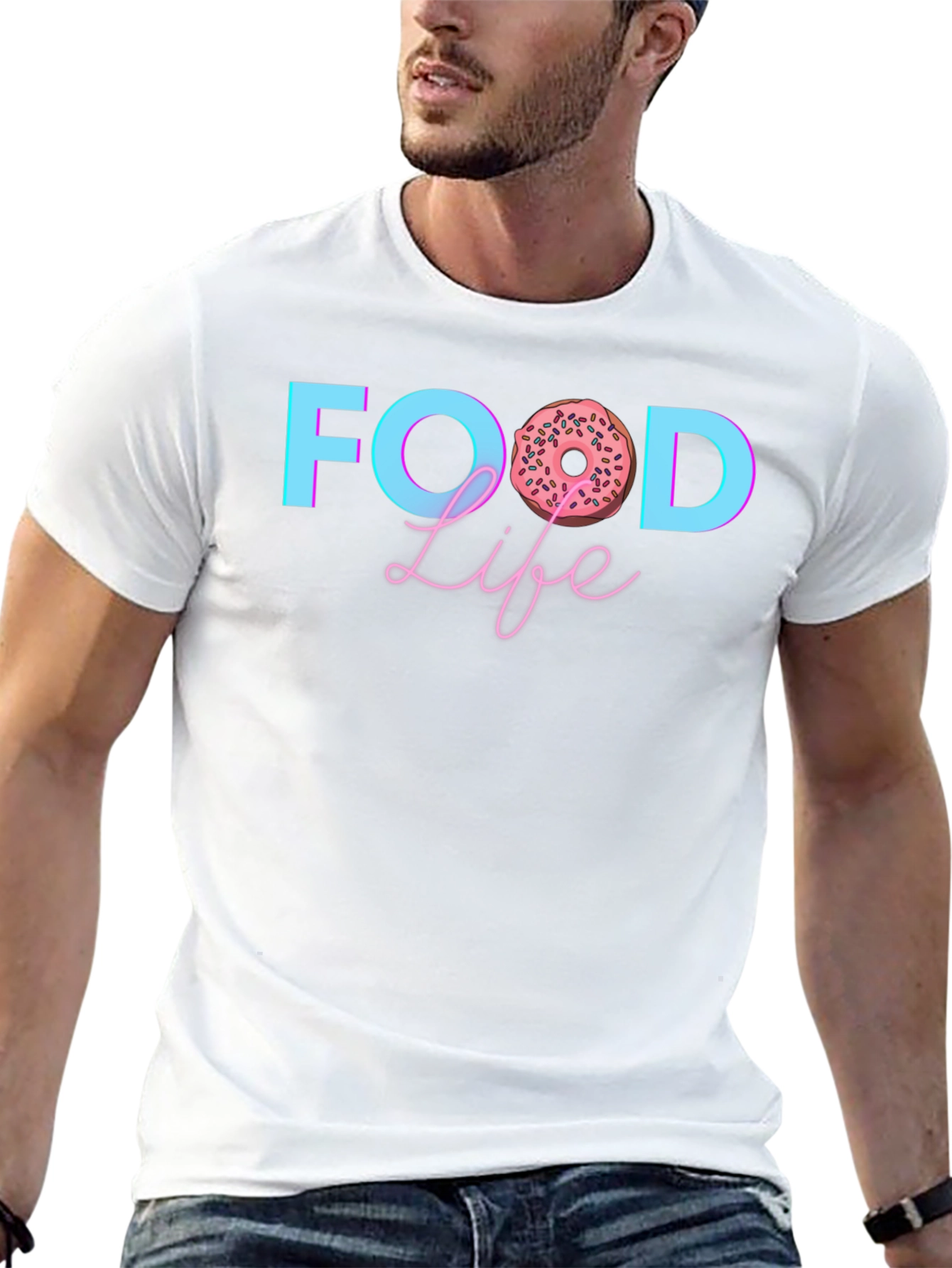Food Life Donut Graphic T-Shirt - Casual Tee