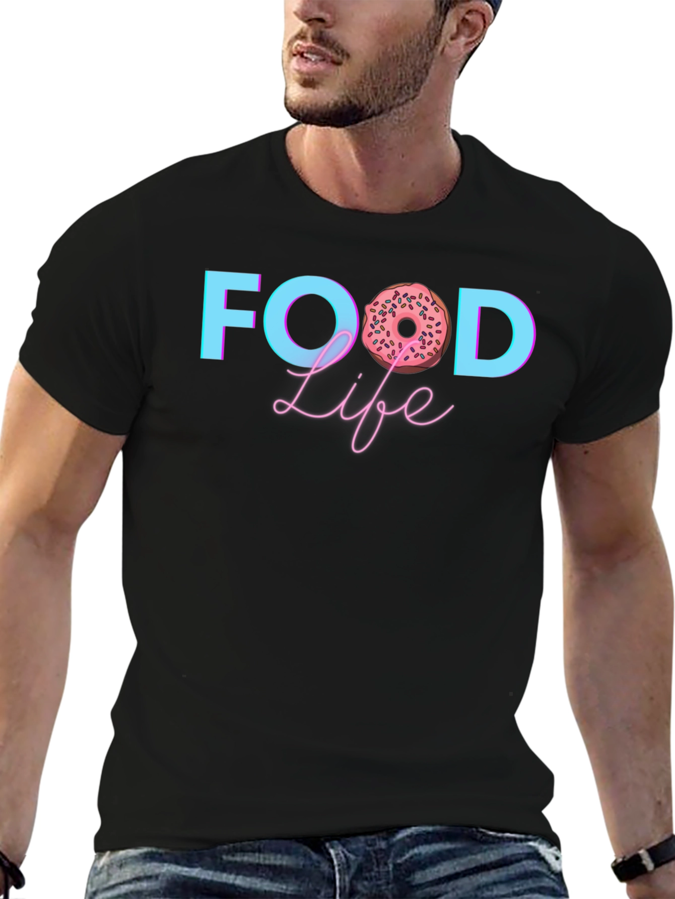 Food Life Donut Graphic T-Shirt - Casual Tee
