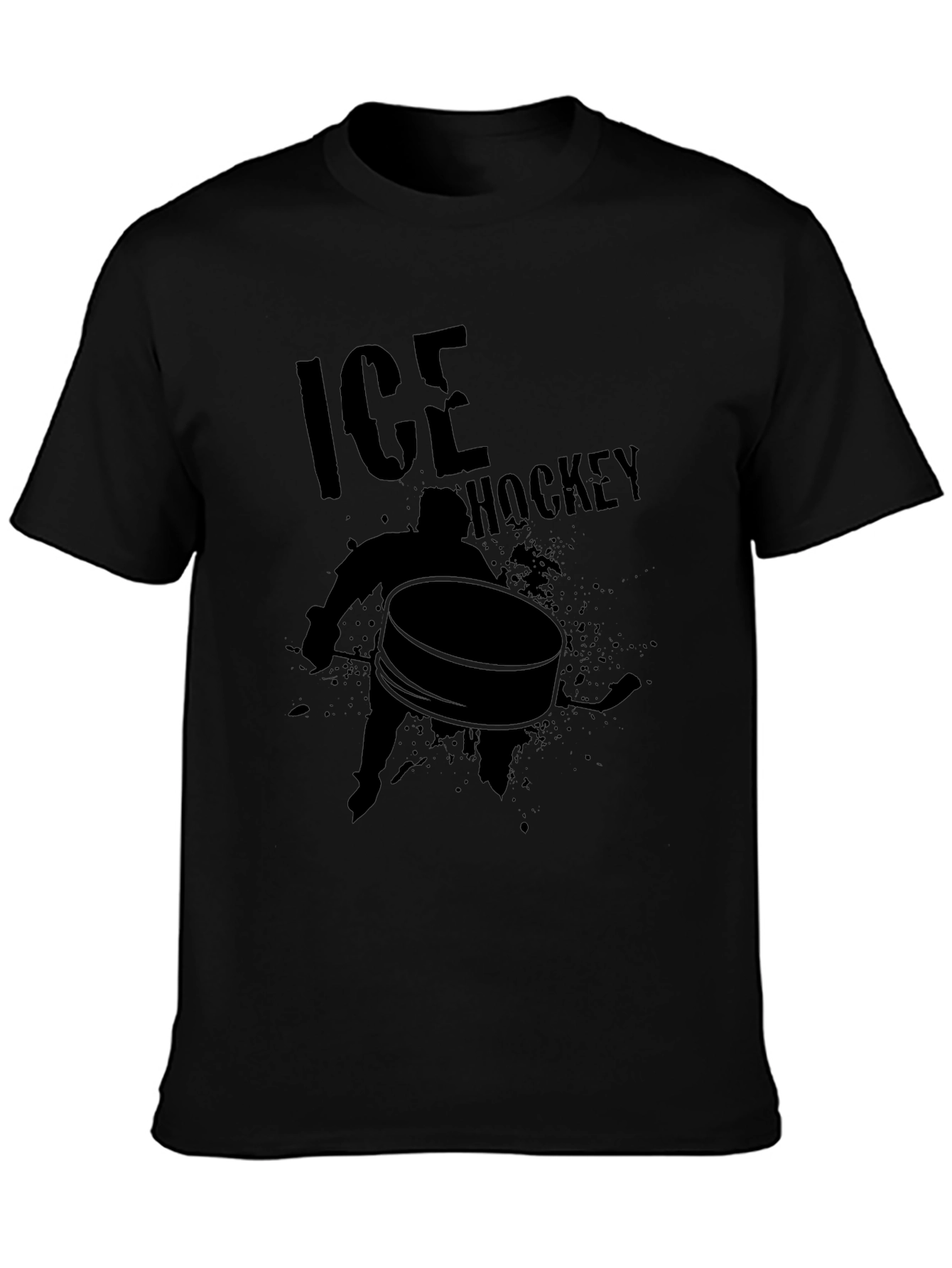 Ice Hockey Graphic Tee - Black Cotton T-Shirt