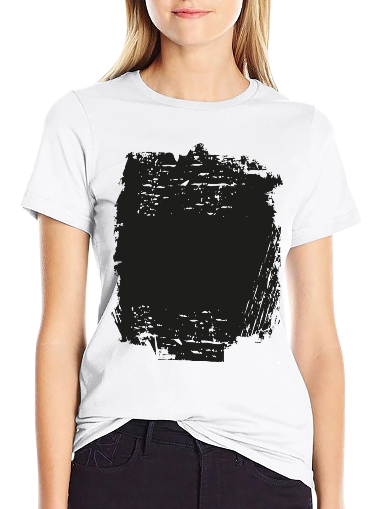 Mens Black Crew Neck Graphic T-Shirt