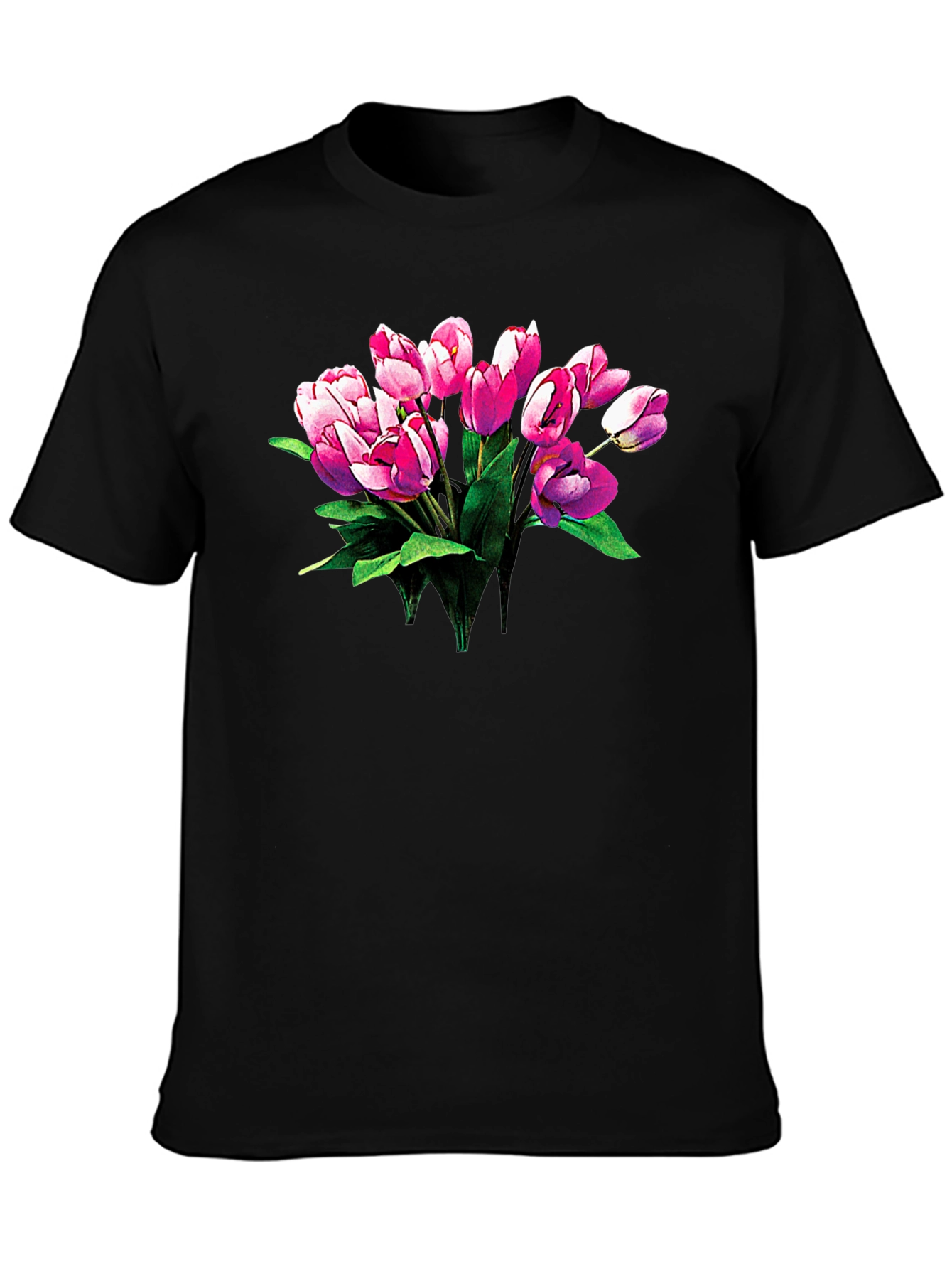 Tulip Bouquet Graphic T-Shirt - Classic Black