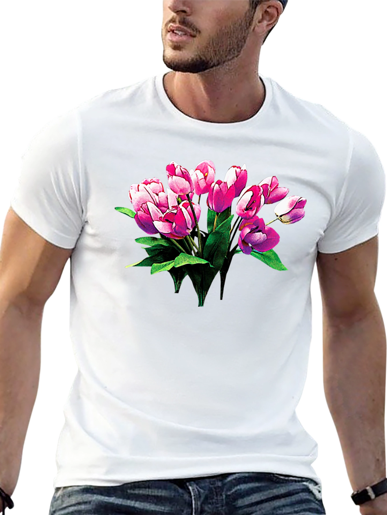 Tulip Bouquet Graphic T-Shirt - Classic Black