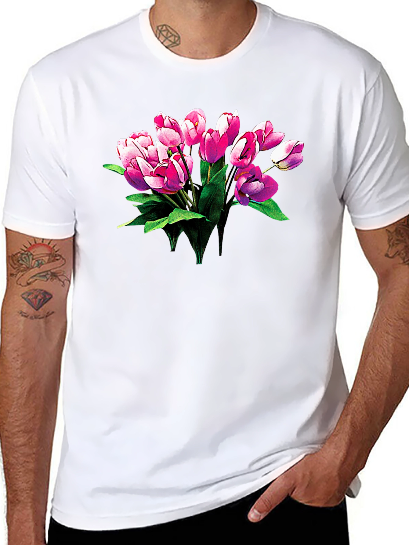 Tulip Bouquet Graphic T-Shirt - Classic Black