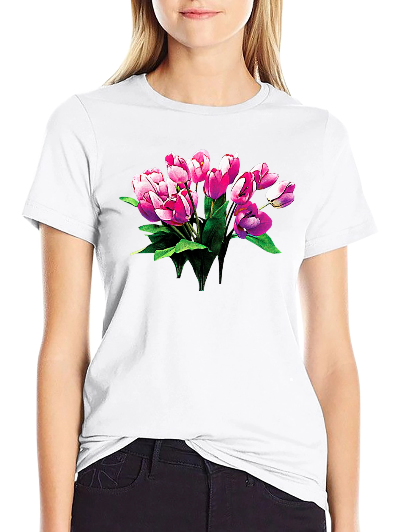Tulip Bouquet Graphic T-Shirt - Classic Black