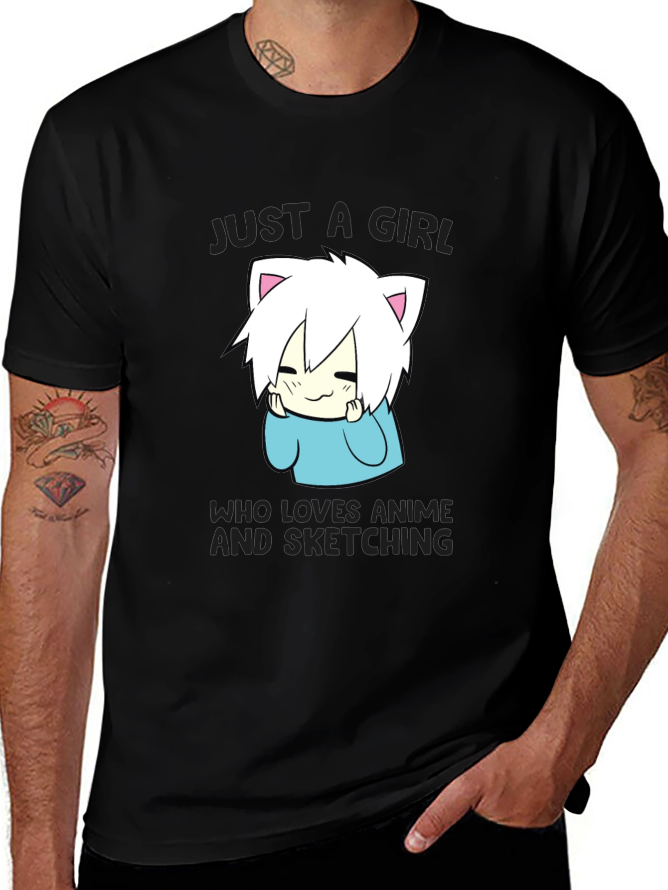 Anime Sketching Girl T-Shirt - Cute & Stylish