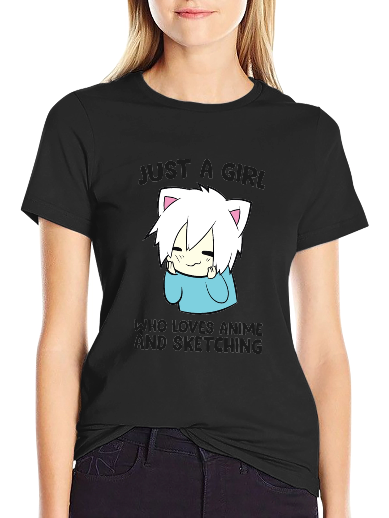 Anime Sketching Girl T-Shirt - Cute & Stylish