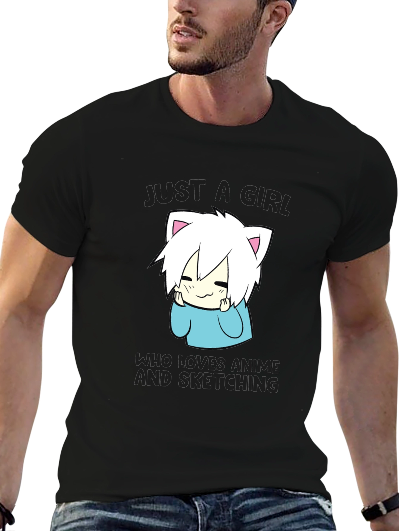 Anime Sketching Girl T-Shirt - Cute & Stylish