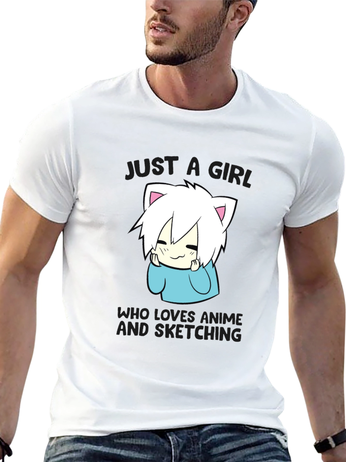 Anime Sketching Girl T-Shirt - Cute & Stylish