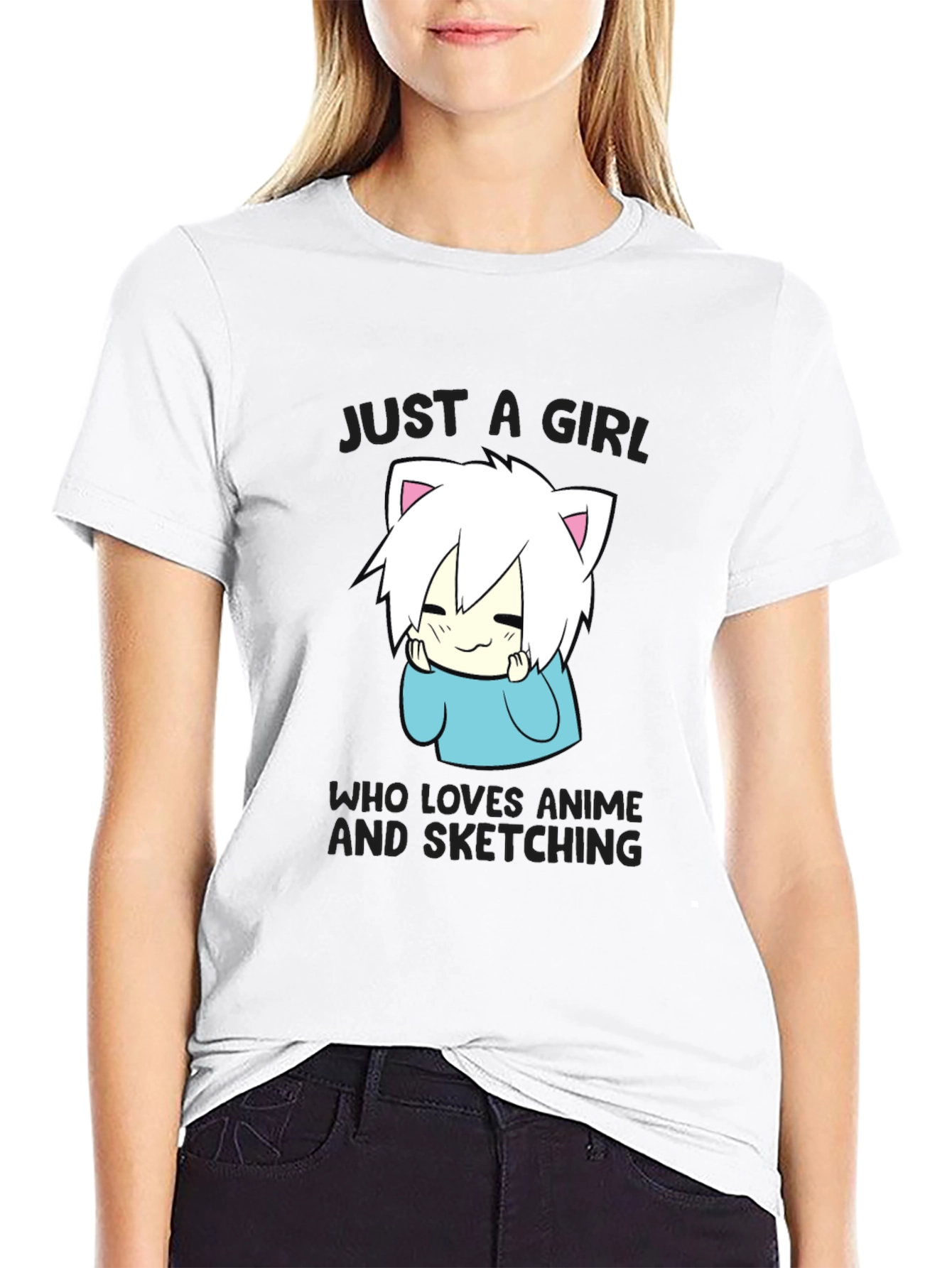 Anime Sketching Girl T-Shirt - Cute & Stylish