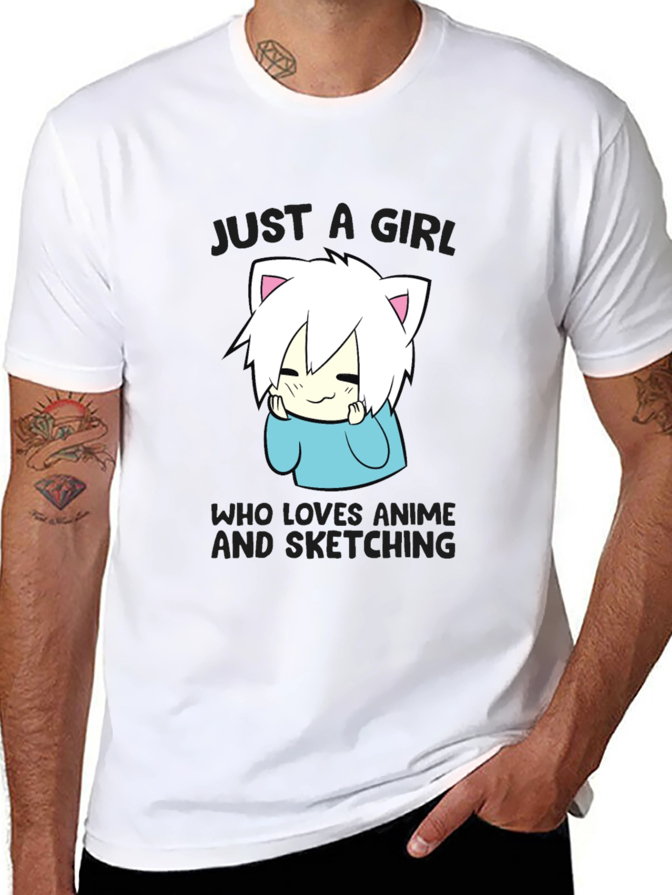 Anime Sketching Girl T-Shirt - Cute & Stylish