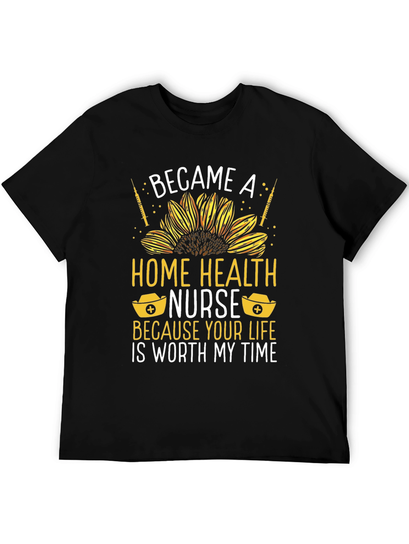 Home Health Nurse T-Shirt: Sunflower Design