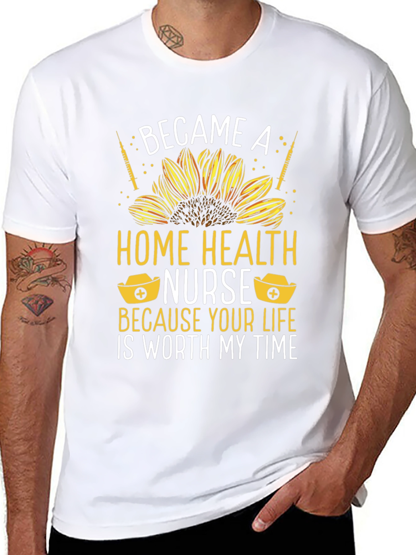 Home Health Nurse T-Shirt: Sunflower Design