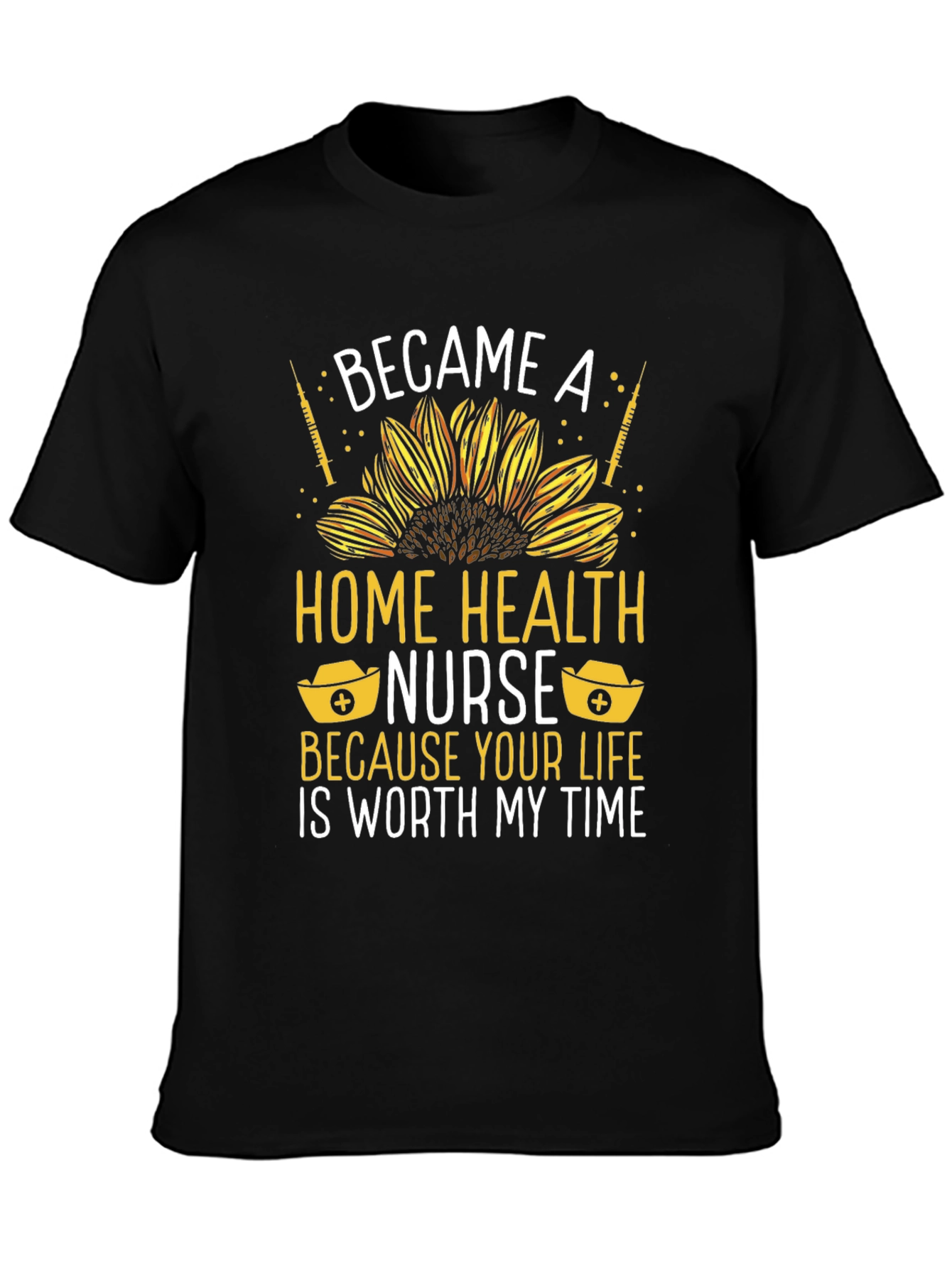 Home Health Nurse T-Shirt: Sunflower Design