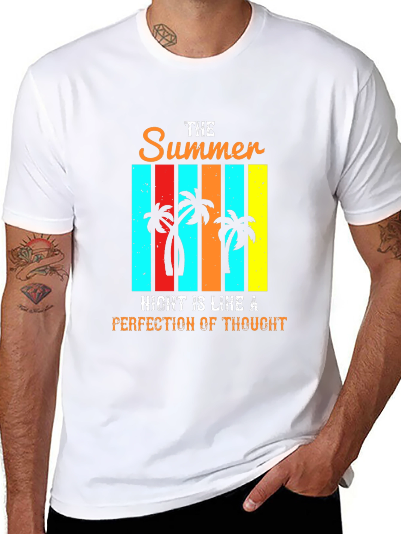 Summer Night Palm Tree Graphic T-Shirt