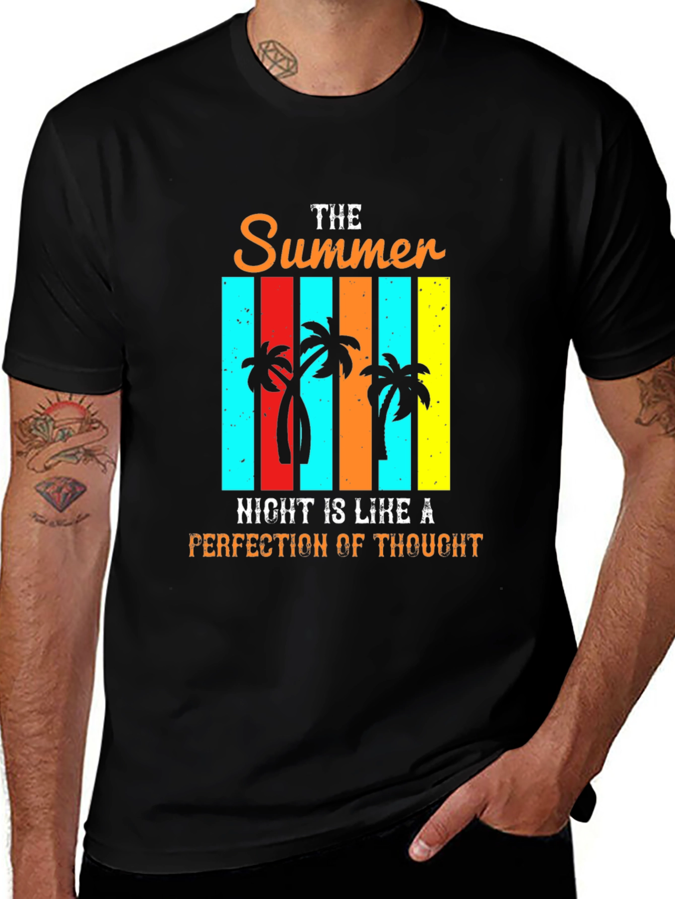 Summer Night Palm Tree Graphic T-Shirt